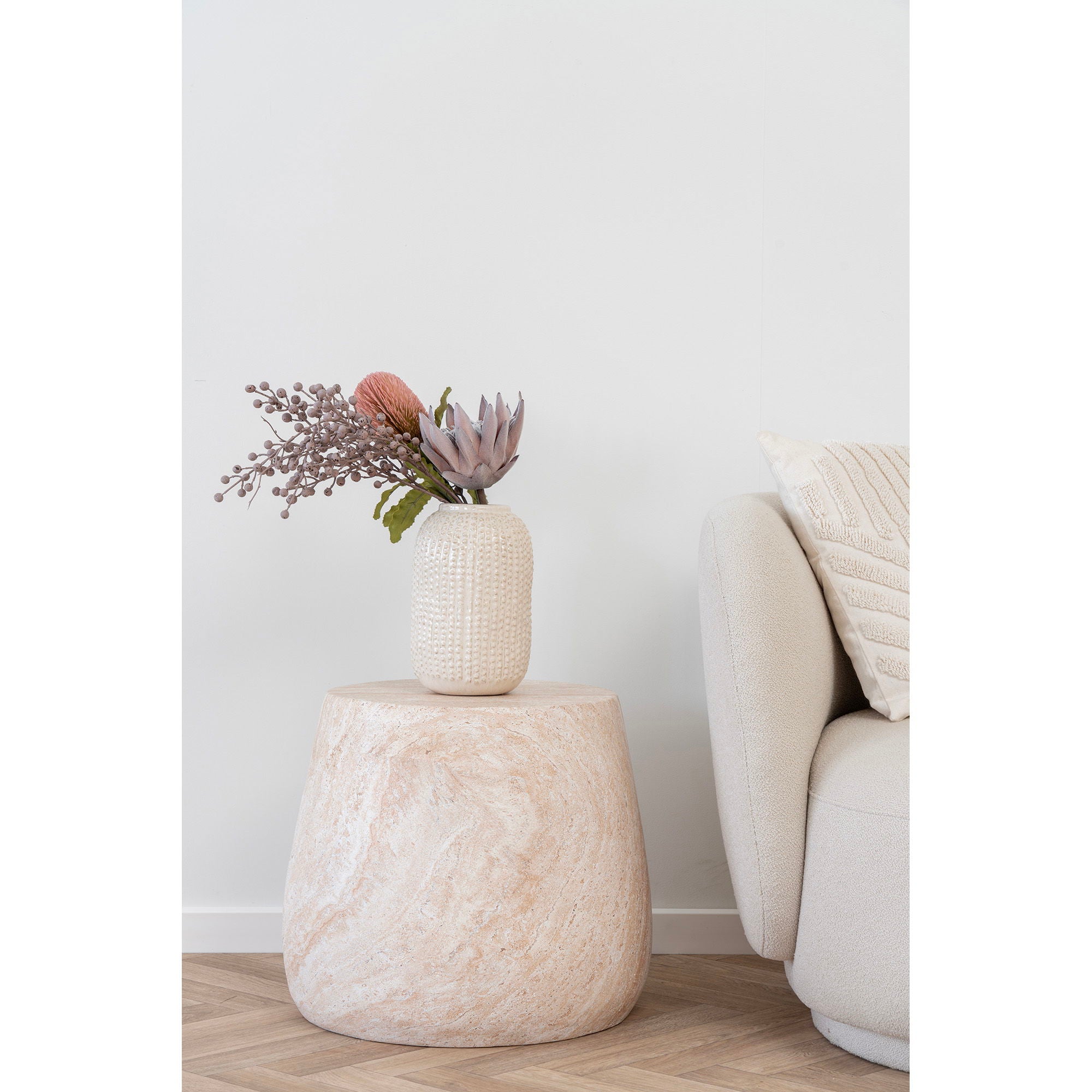 Side table, fiber clay, nature<br>Ø47.5x41 cm