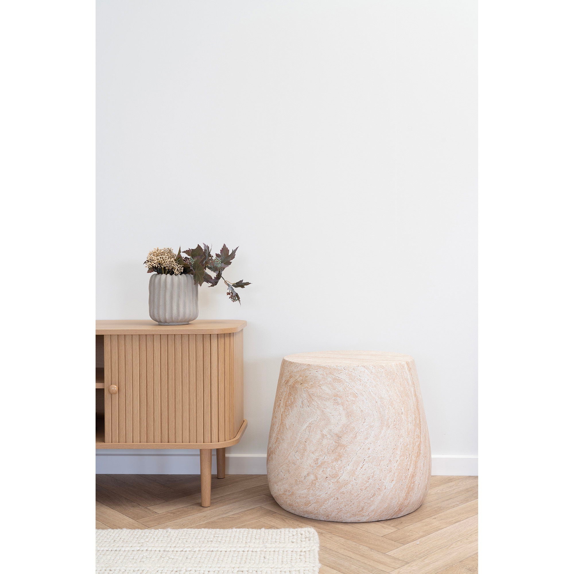 Side table, fiber clay, nature<br>Ø47.5x41 cm