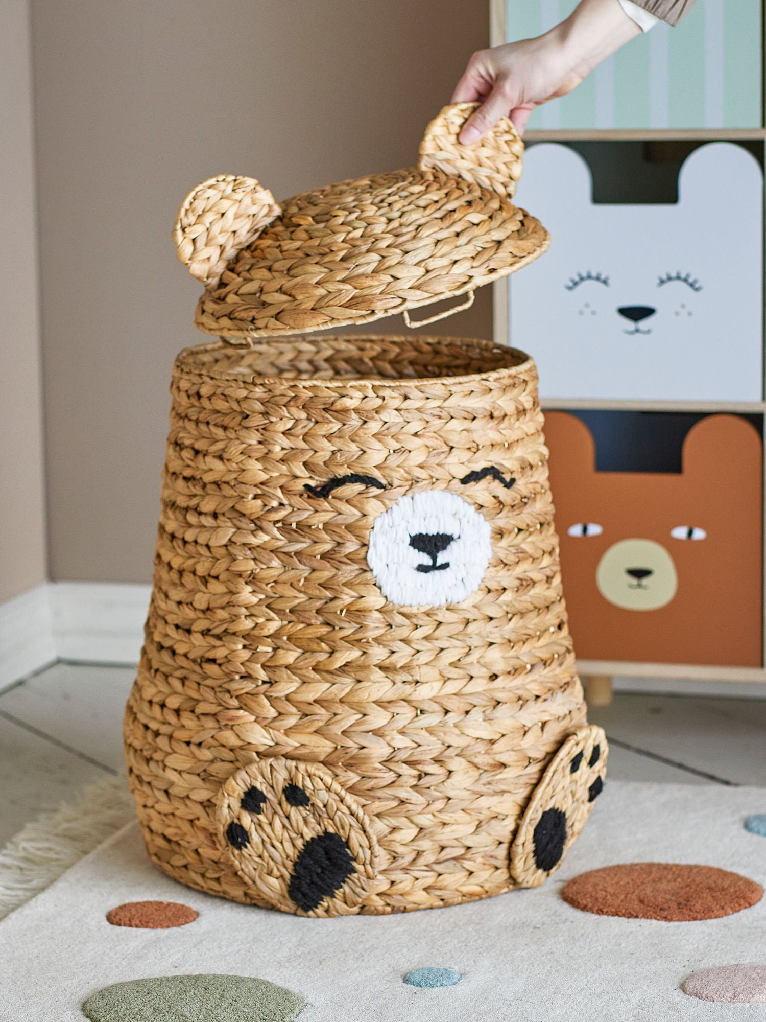 Bloomingville MINI Timone Basket w/lid, Nature, Water hyacinth