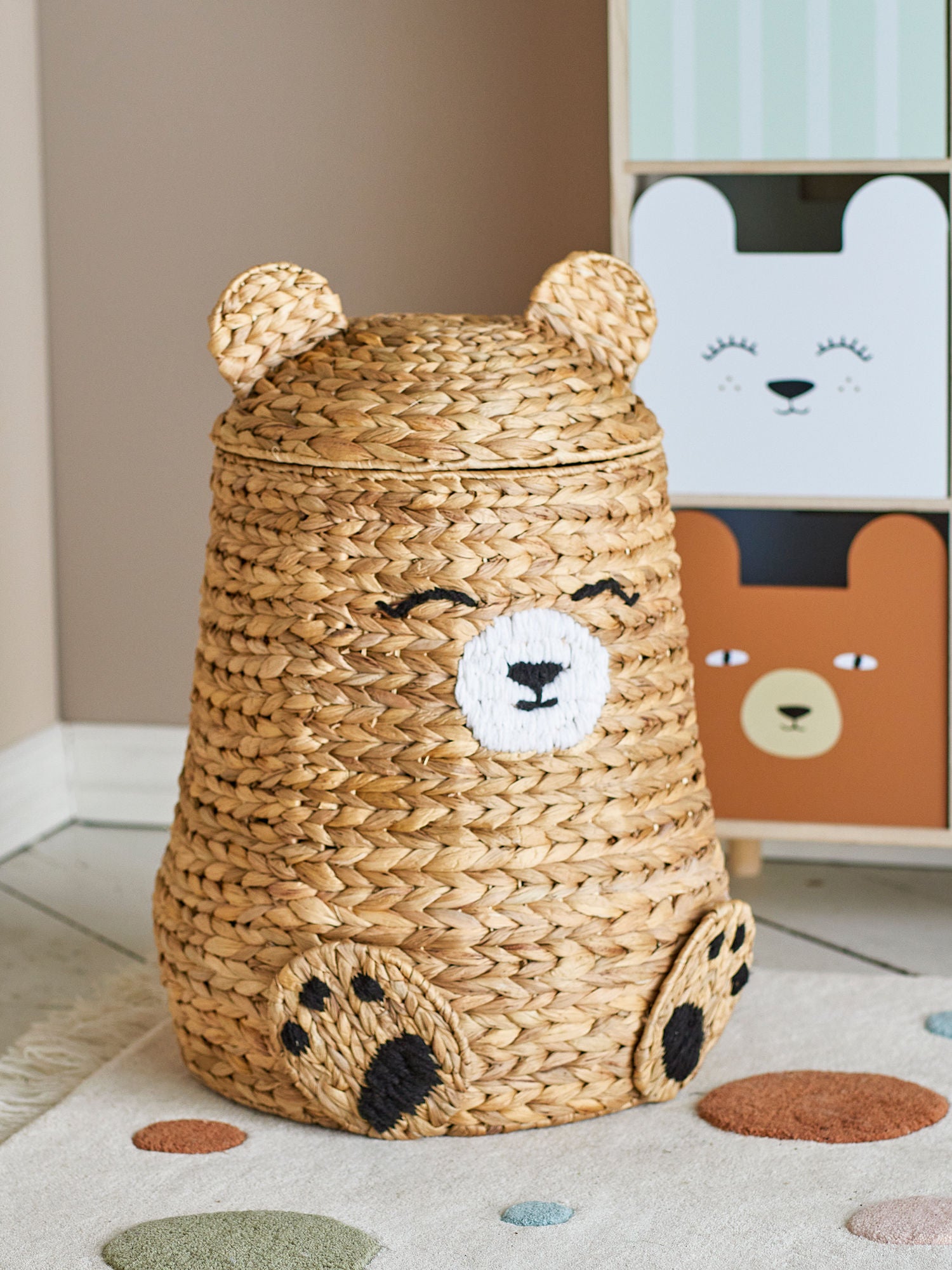 Bloomingville MINI Timone Basket w/lid, Nature, Water hyacinth