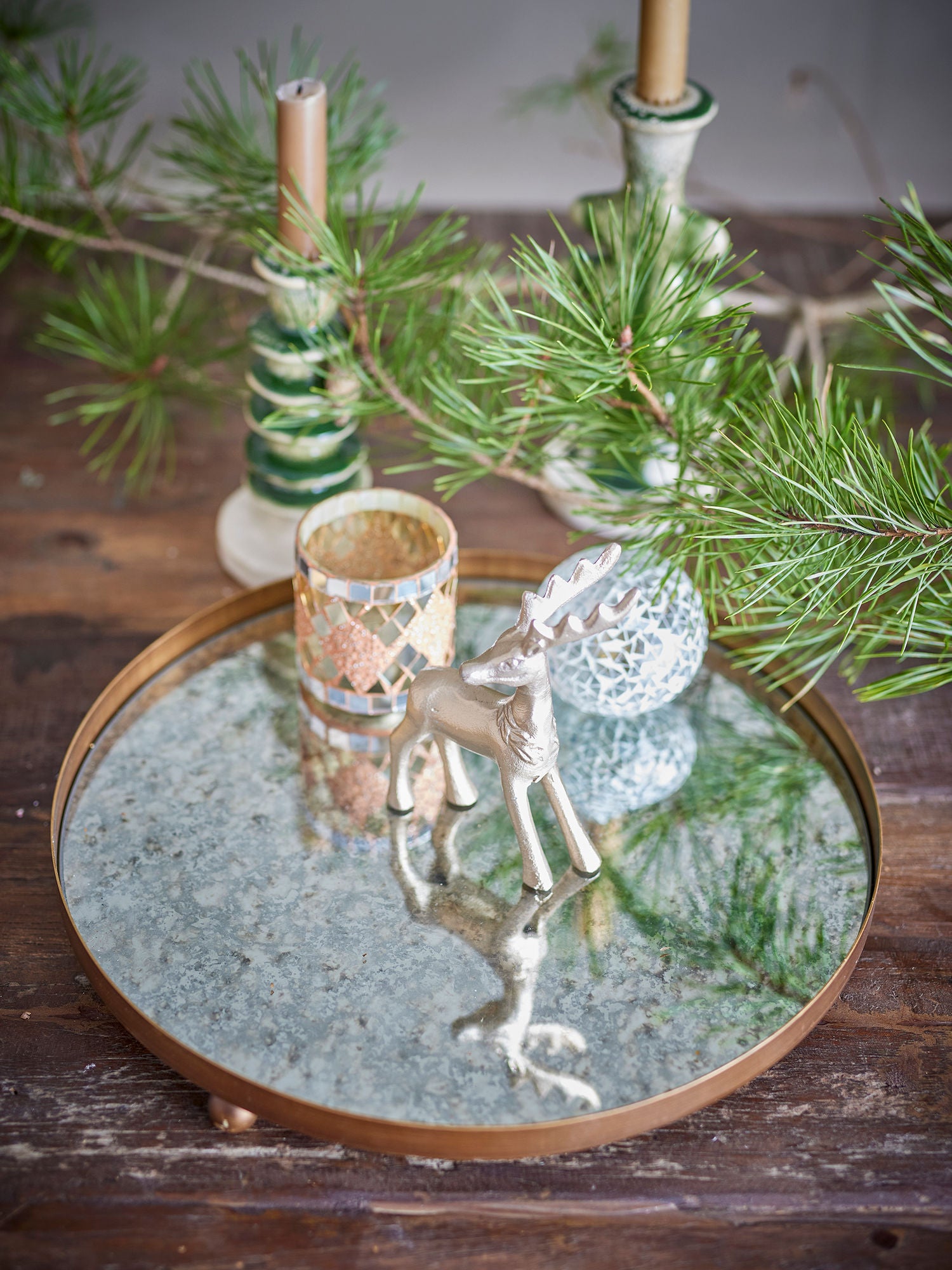 Bloomingville Glacier Fad, Gold, Metal, Glass