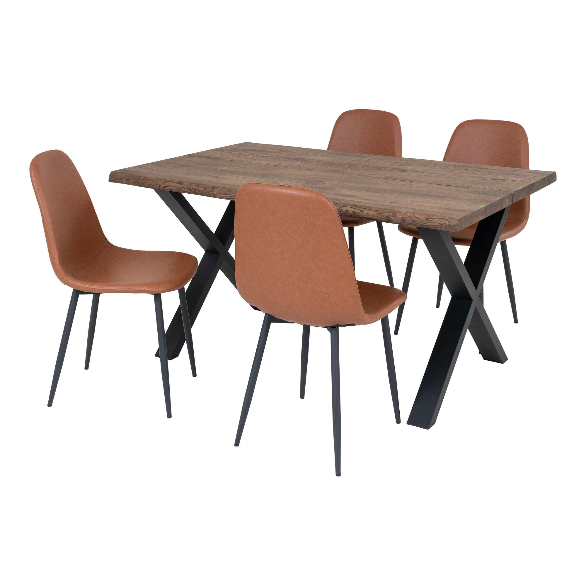 Toulon and Stockholm Dining Table Set - Dining Table and 4 Dining Table Chairs
