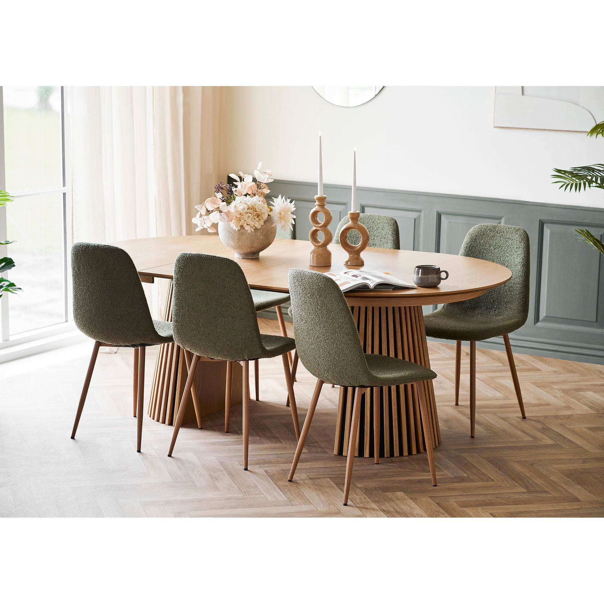 Osaka and Stockholm Dining Table Set - Dining Table and 6 Dining Table Chairs