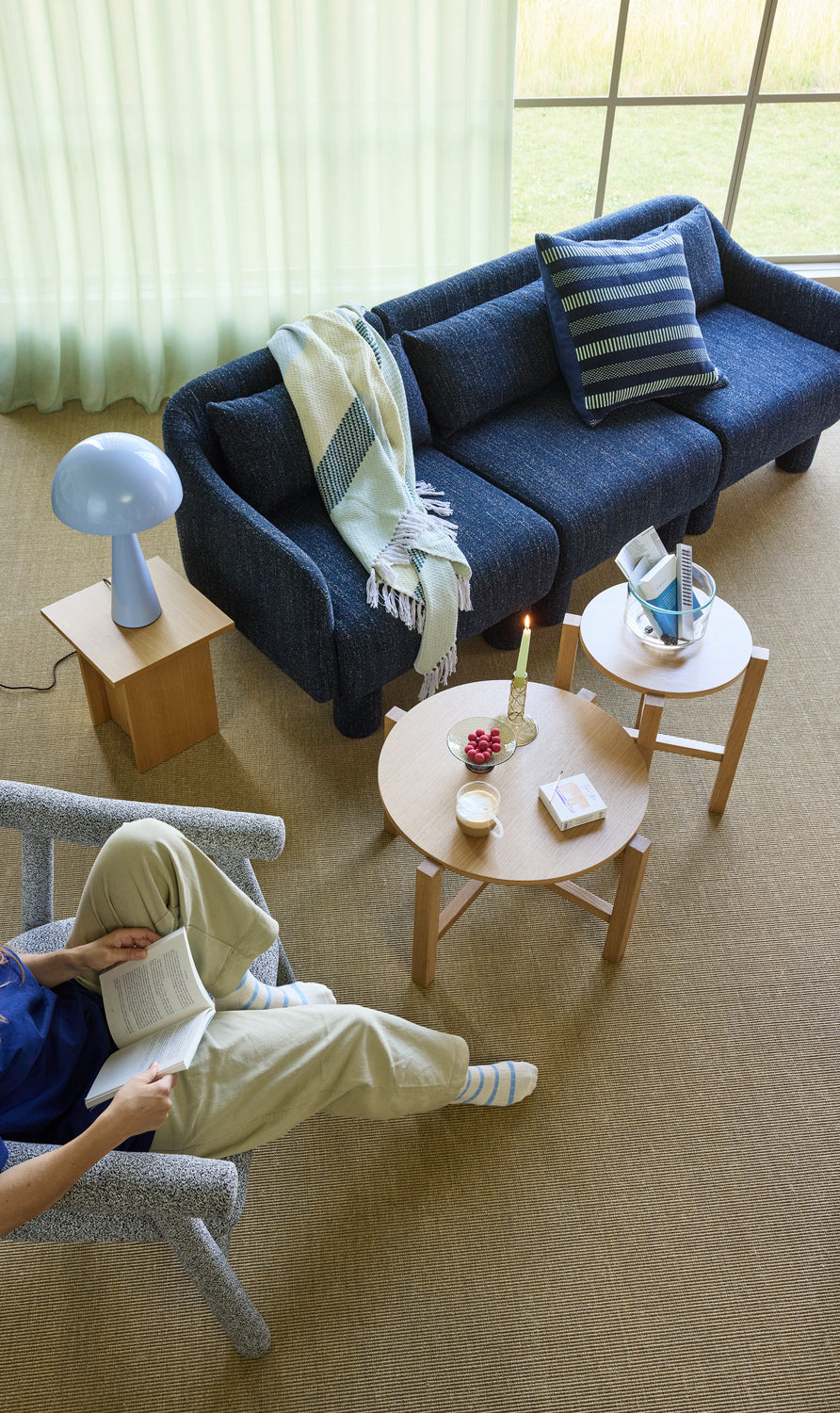 Four Coffee table Natural (set of 2) - ø68xh42cm, ø48xh55cm