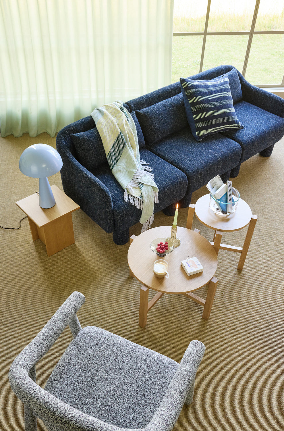 Four Coffee table Natural (set of 2) - ø68xh42cm, ø48xh55cm