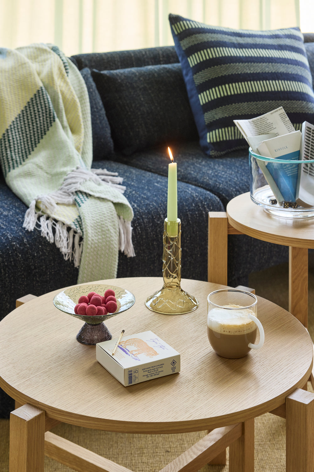 Four Coffee table Natural (set of 2) - ø68xh42cm, ø48xh55cm