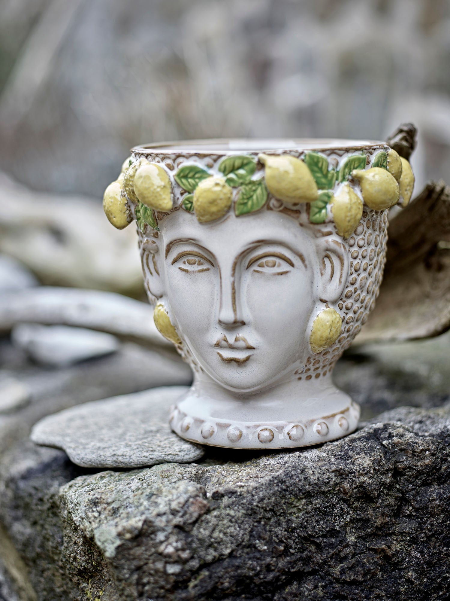 Creative Collection Limone Herbal Potted Hjules, Yellow, Stoneware