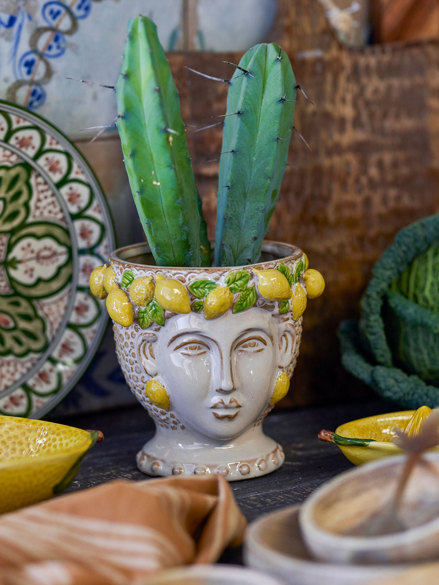 Creative Collection Limone Herbal Potted Hjules, Yellow, Stoneware