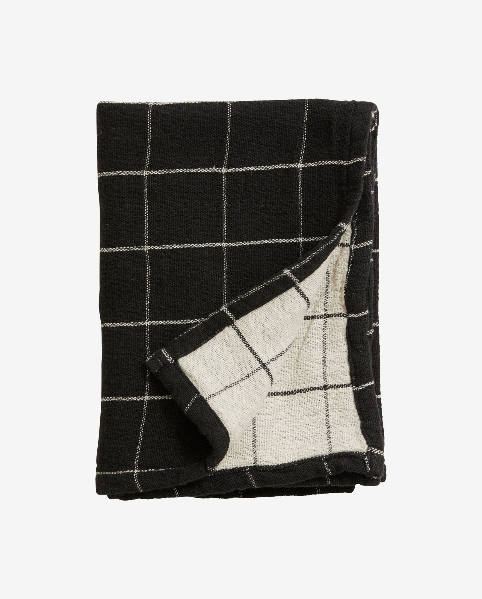 Cotton towel - Black/Raw White