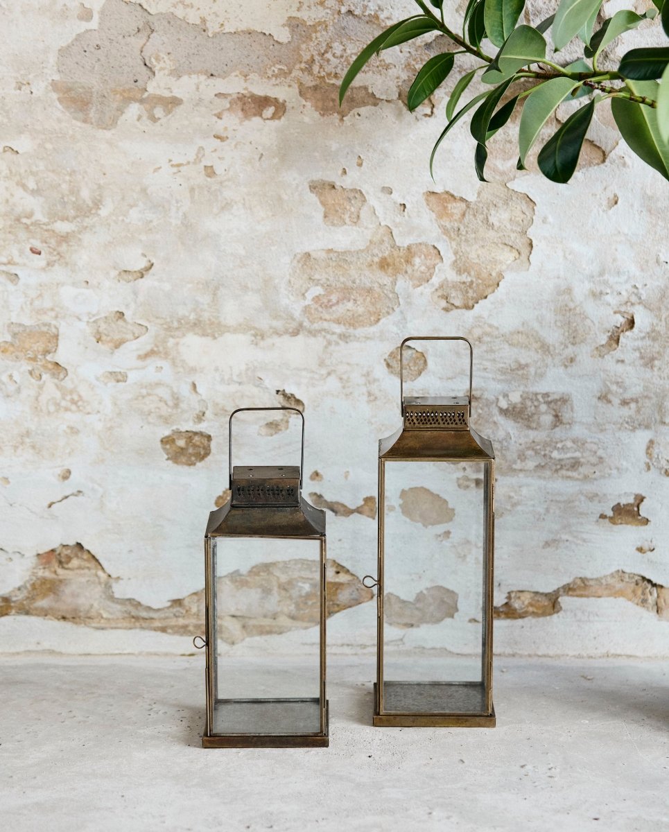 ANTIQUE lantern in iron - h30 cm - gold finish