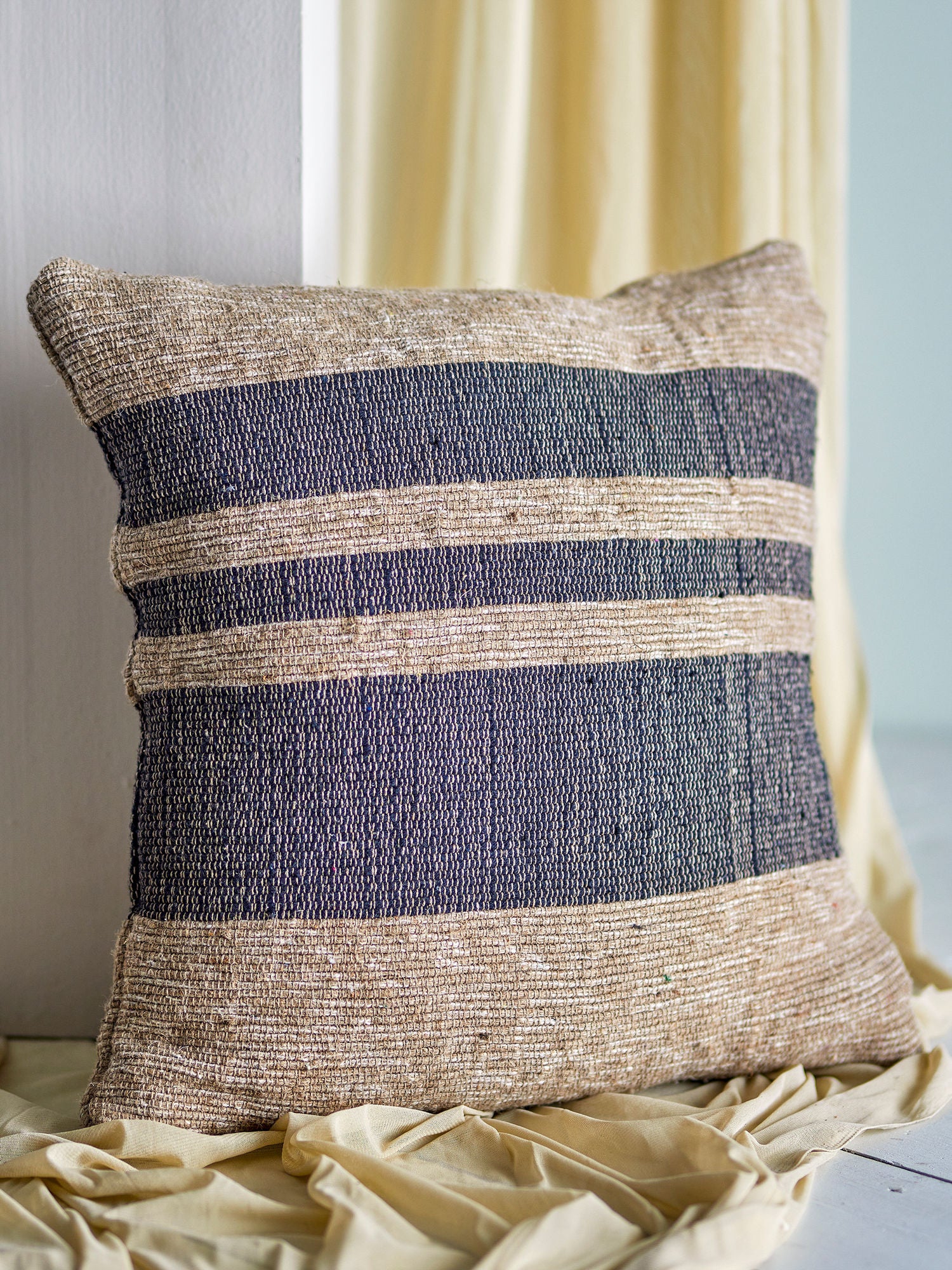 Bloomingville Temi pillow, black, recycled cotton