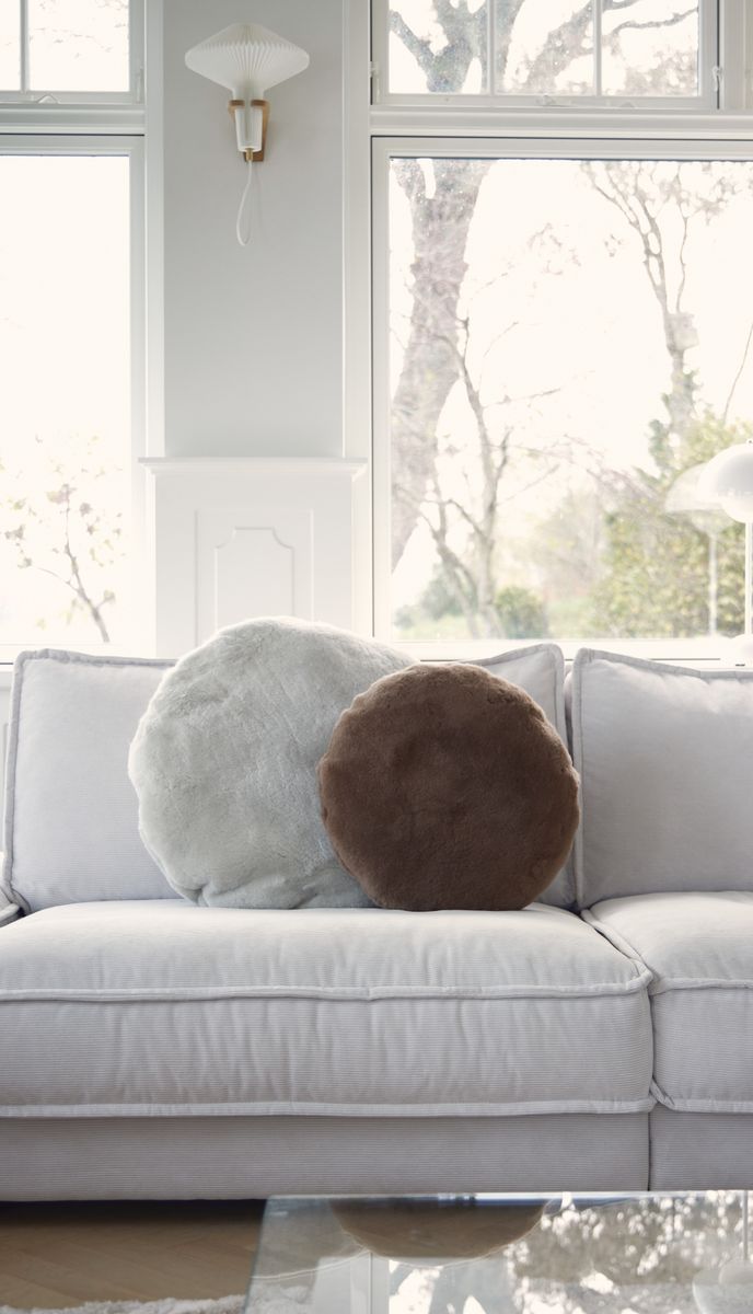 Lambskin cushion | Velvet | Moccasin | Double Sided | Ø45 cm & Ø62 cm