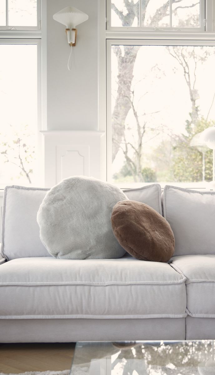 Lambskin cushion | Velvet | Moccasin | Double Sided | Ø45 cm & Ø62 cm