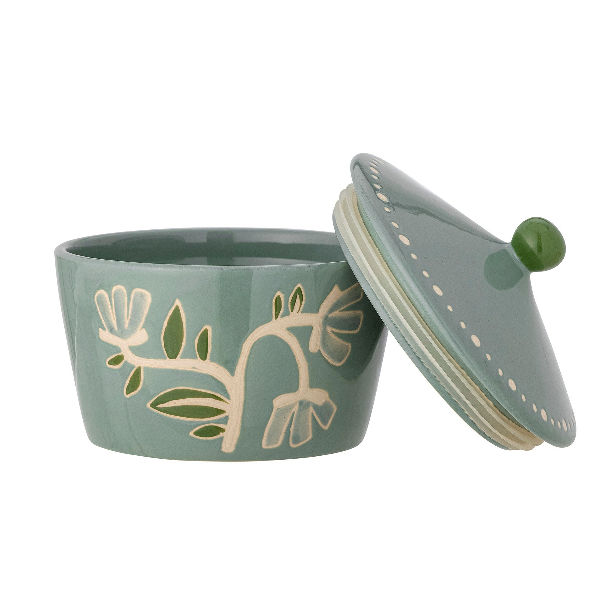 Creative Collection Tangier jar w/lid, green, stoneware