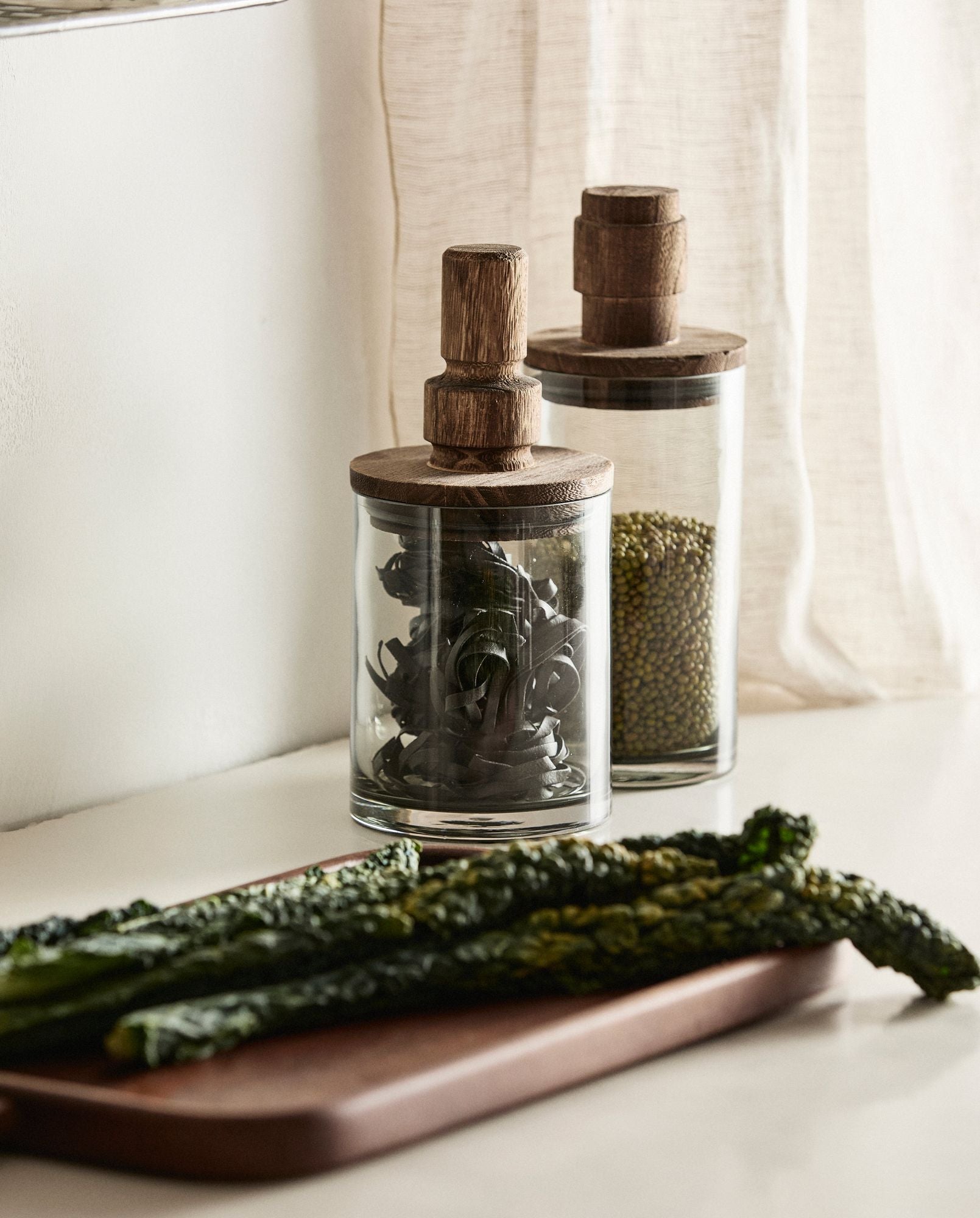 Sage storage glass with wood lid - 850 ml