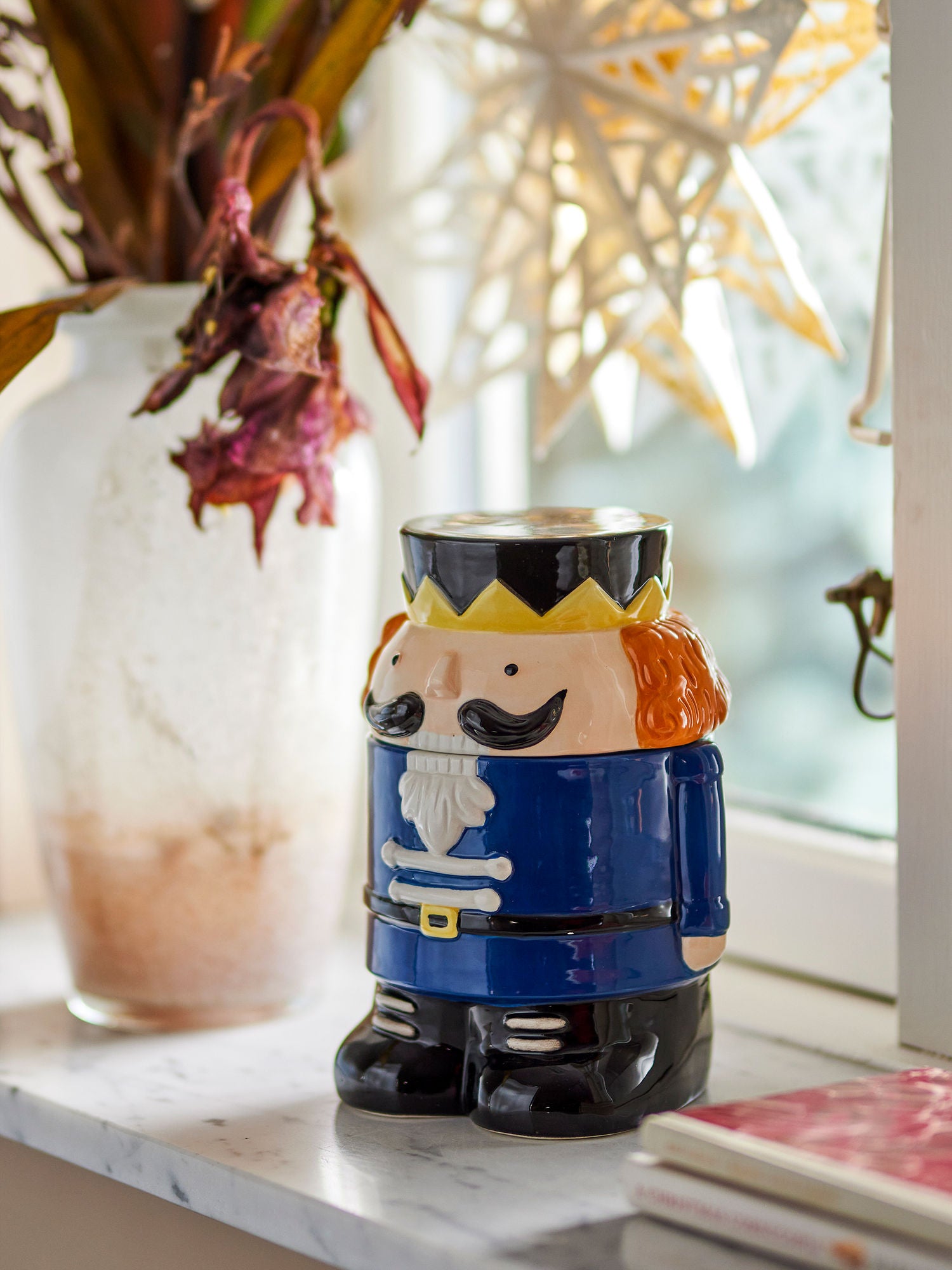 Bloomingville Feast jar w/lid, blue, stoneware