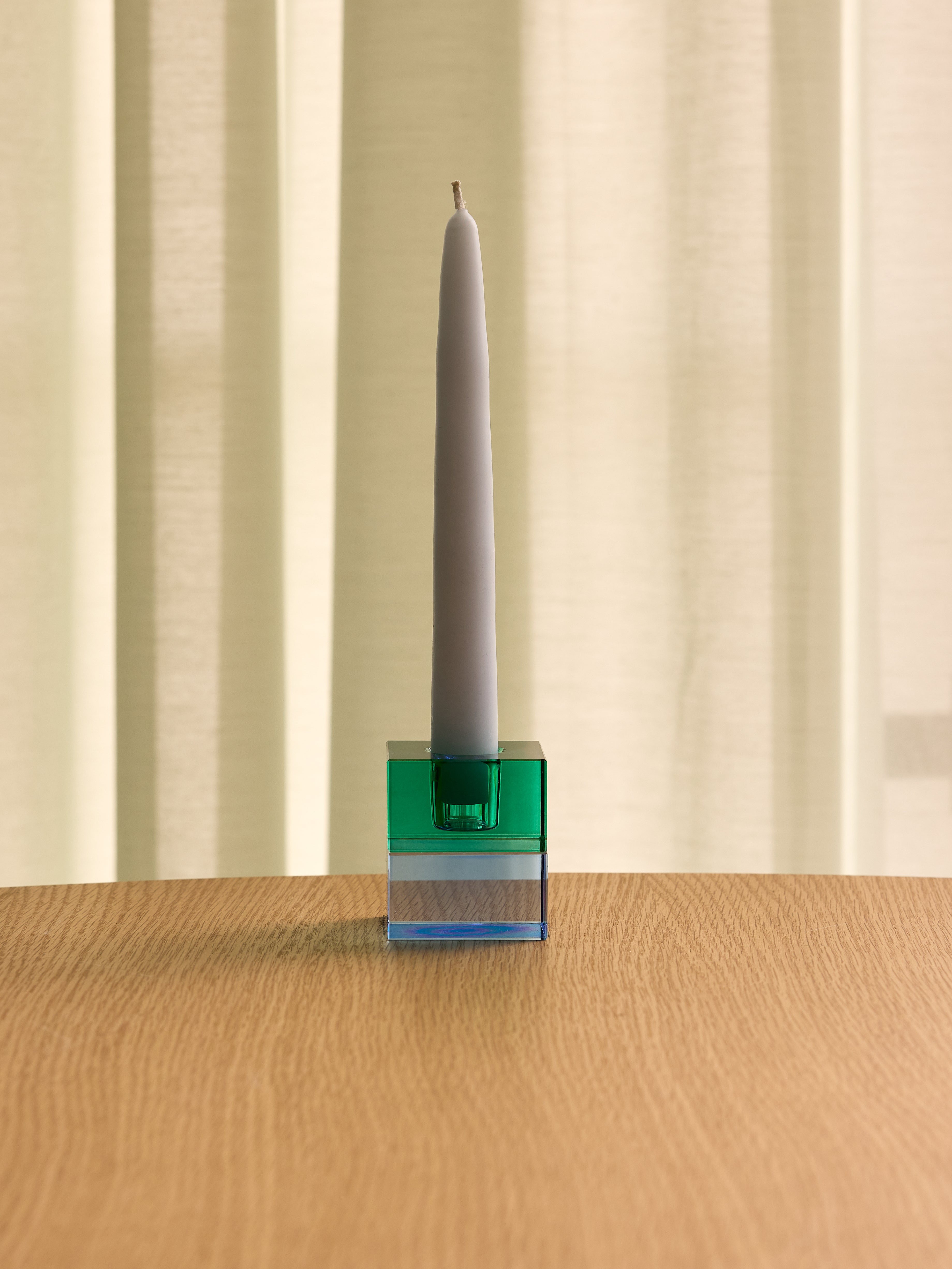 Block Candlesticks Green/Blue & Orange/Green (set of 2) - 5x5h6cm