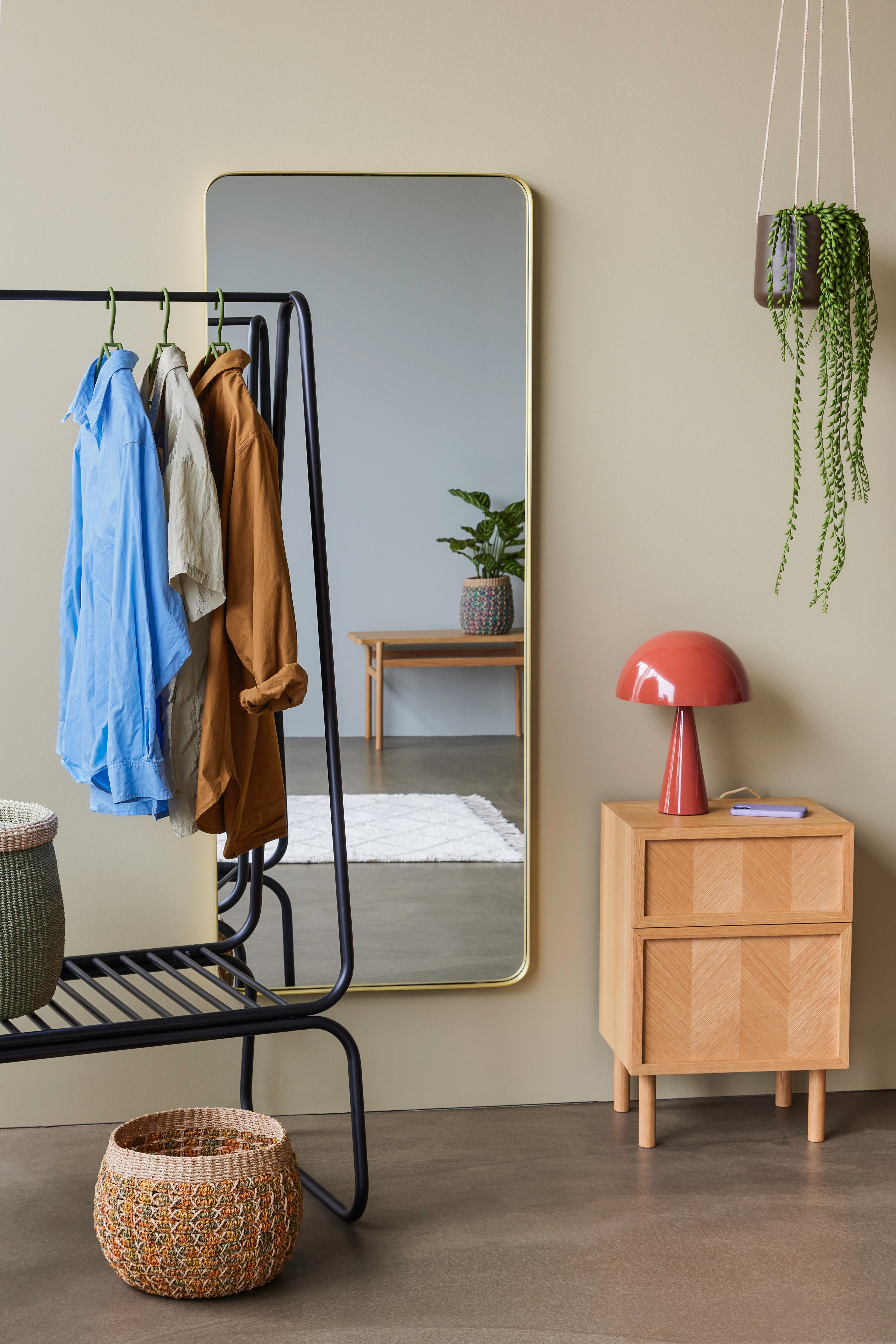 Herringbone bedside table nature - 40x30xh60cm
