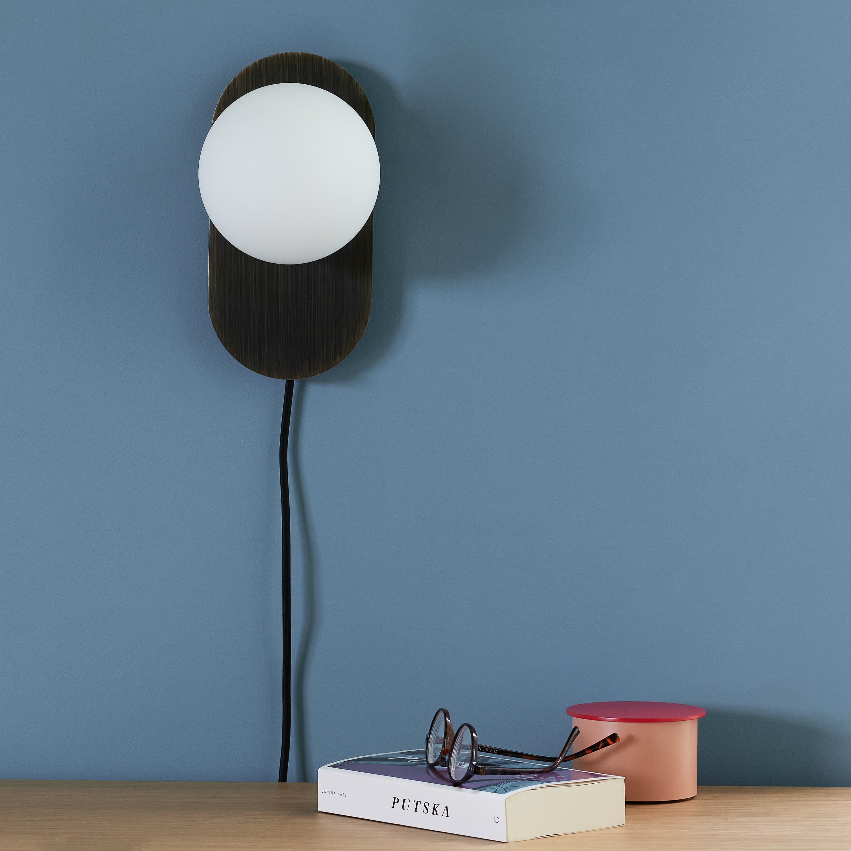 Moon wall lamp browned brass - 24x12xh16cm, G9