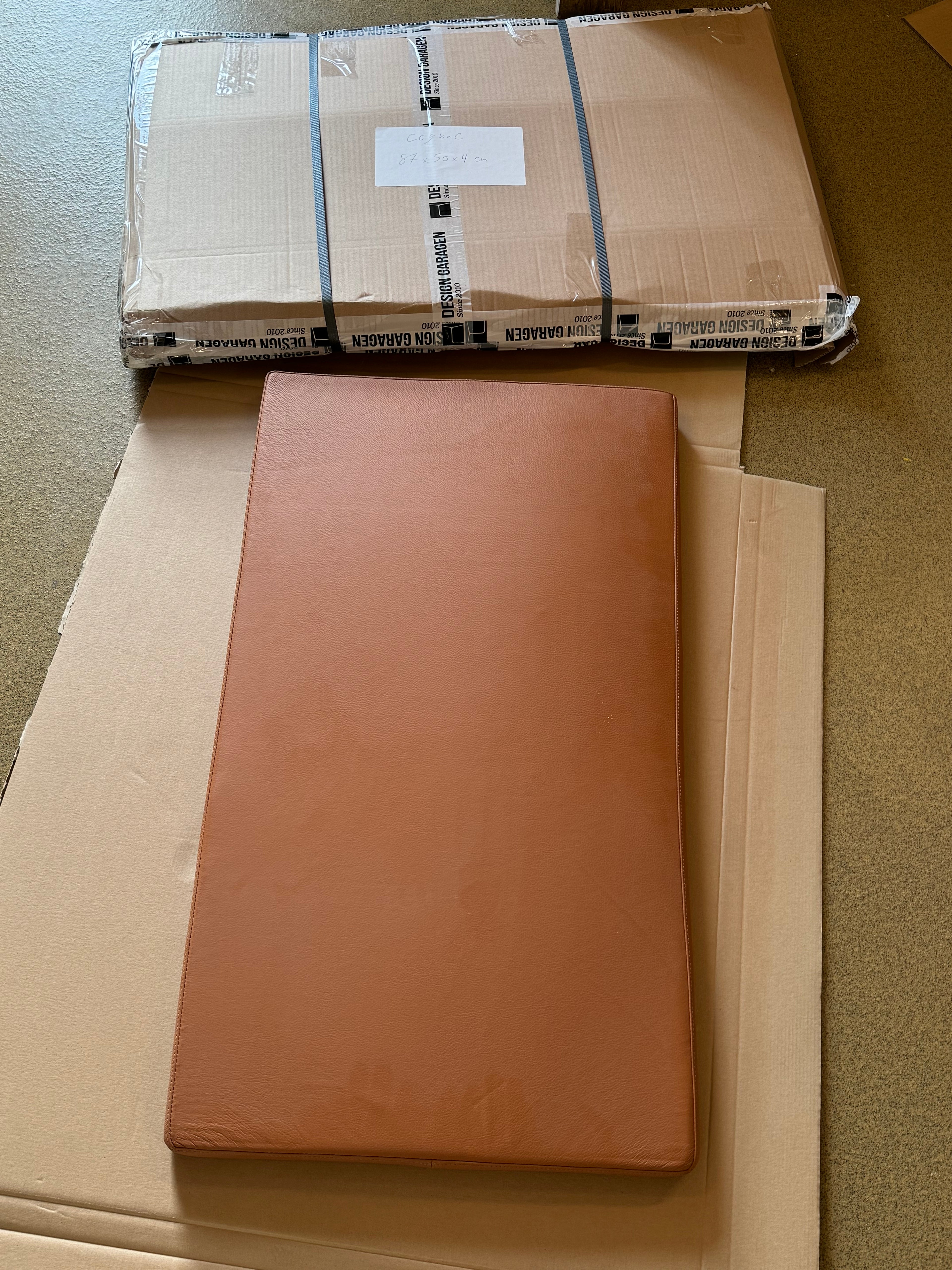 Cognac leather cushion 87x50x4 cm