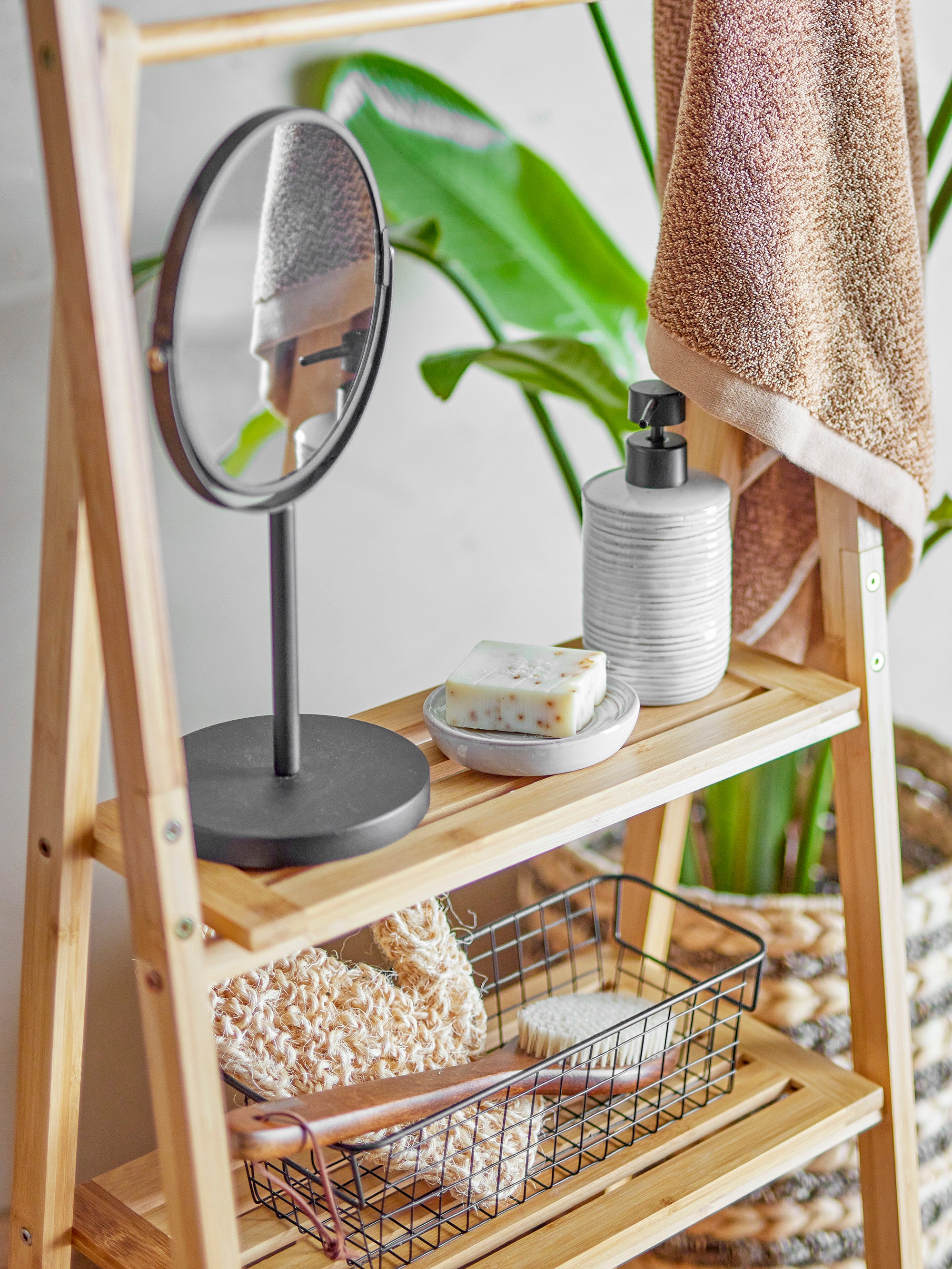 Mild table mirror, black, metal