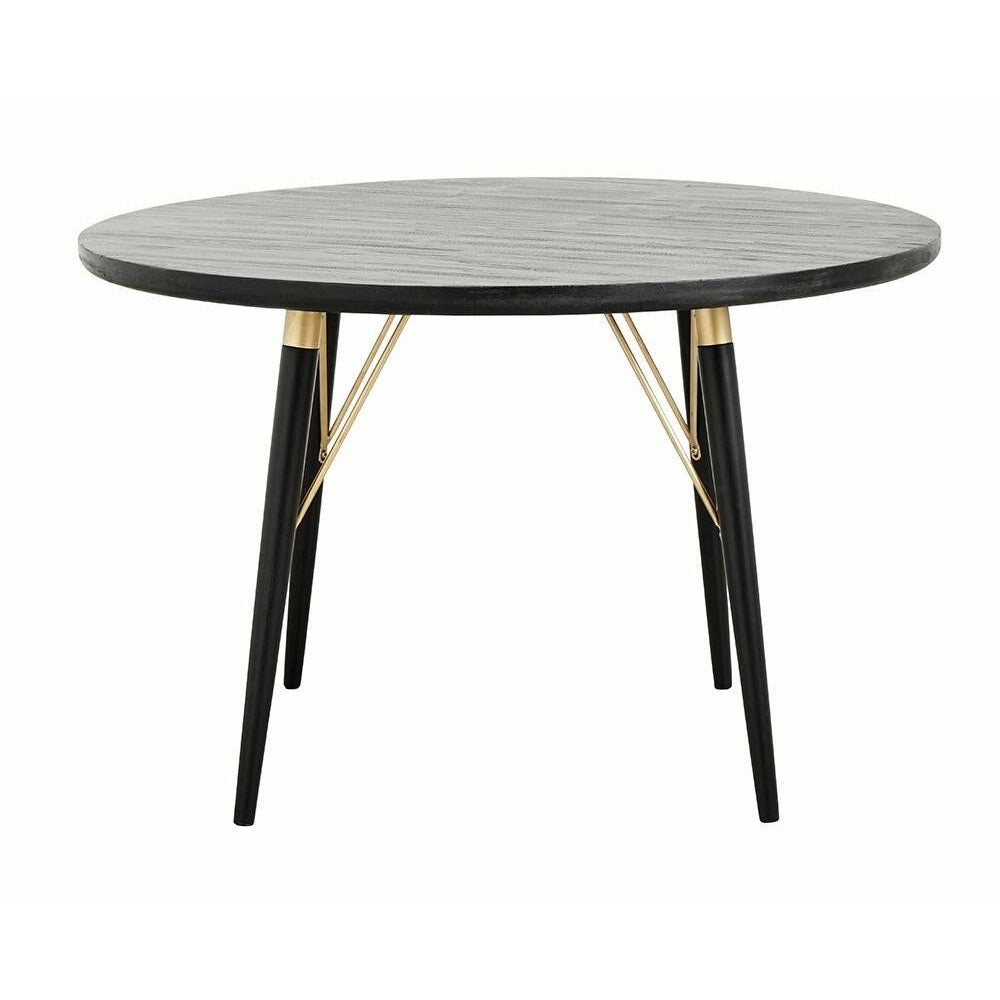 Luvua round dining table in wood - Ø120 - Black/Mat Gold Finish