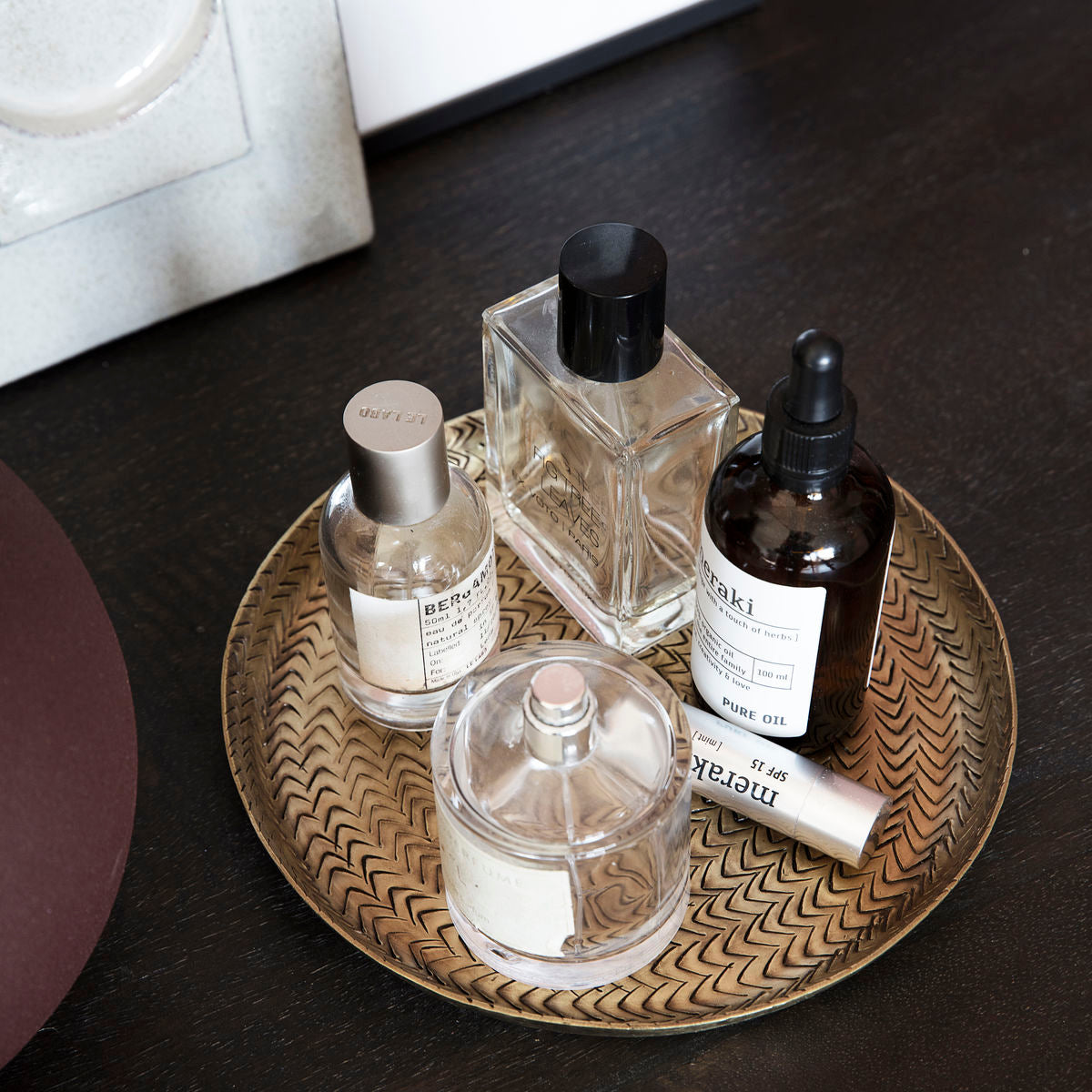 House Doctor - Bakke, Rattan, Messingfinish - h: 1.5 cm, dia: 20 cm - House Doctor - DesignGaragen.dk