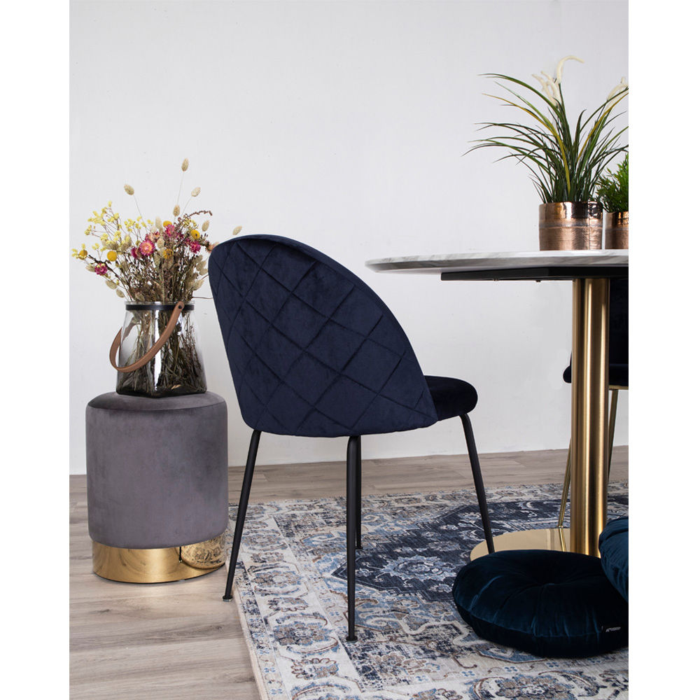 Geneva Dining Table Chair - Dining table chair in velor, blue with black legs, HN1205