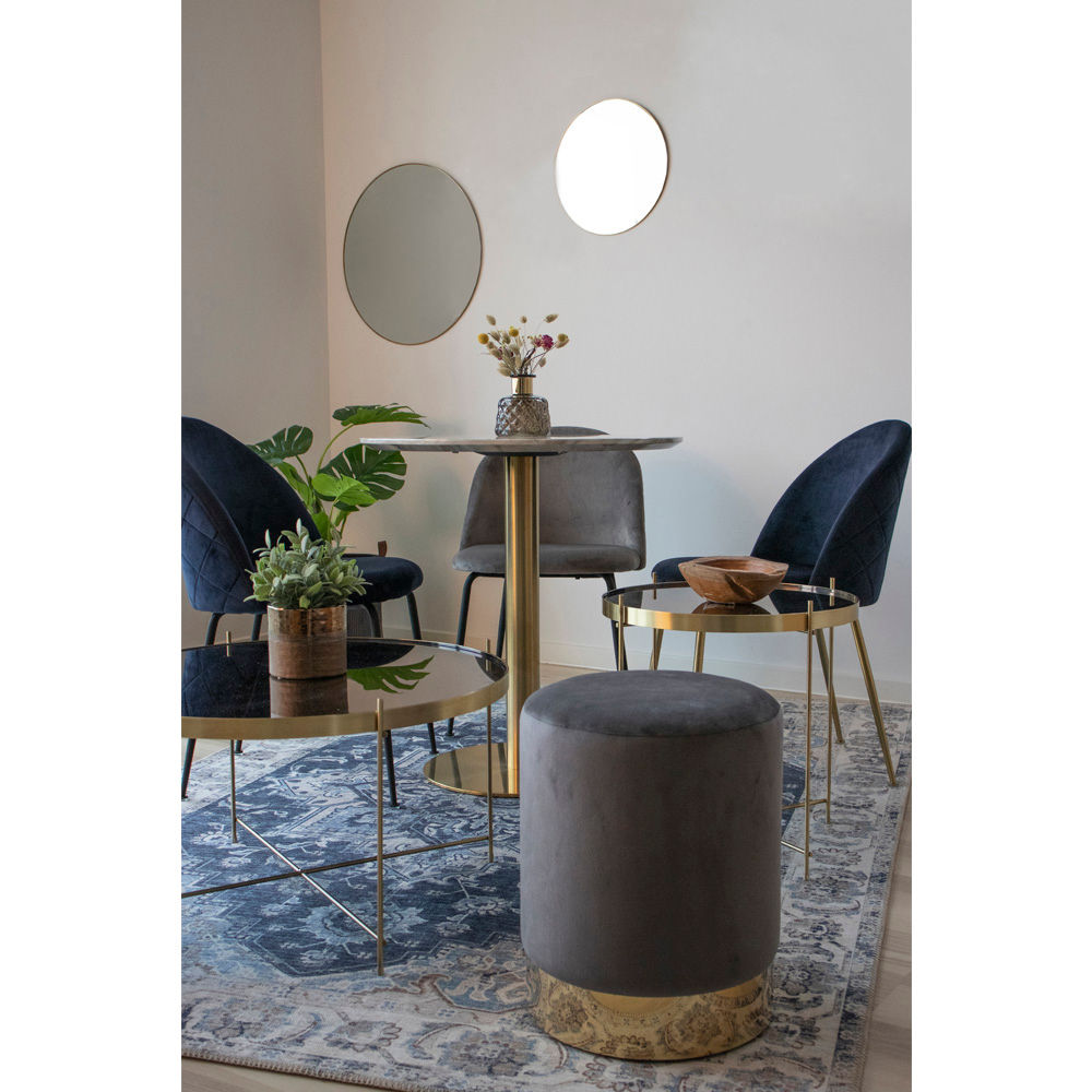 Geneva Dining Table Chair - Dining table chair in velor, blue with black legs, HN1205