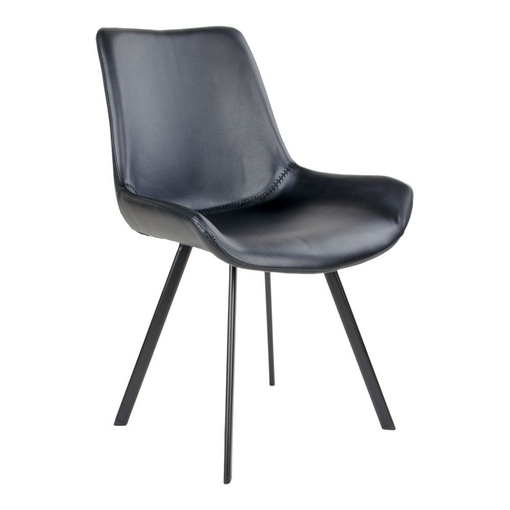 Memphis Dining Table Chair - Dining Table Chair in PU, Black with Black Legs, HN1223