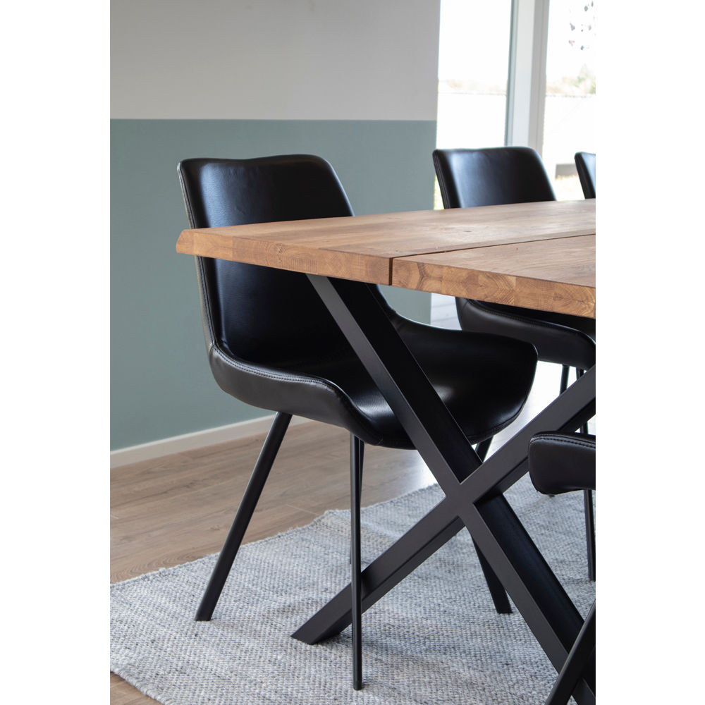 Memphis Dining Table Chair - Dining Table Chair in PU, Black with Black Legs, HN1223