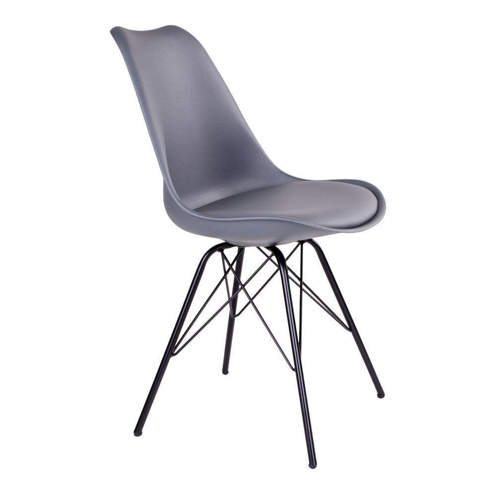 Oslo Dining Chair - Dining Table Chair, Gray with Black Legs