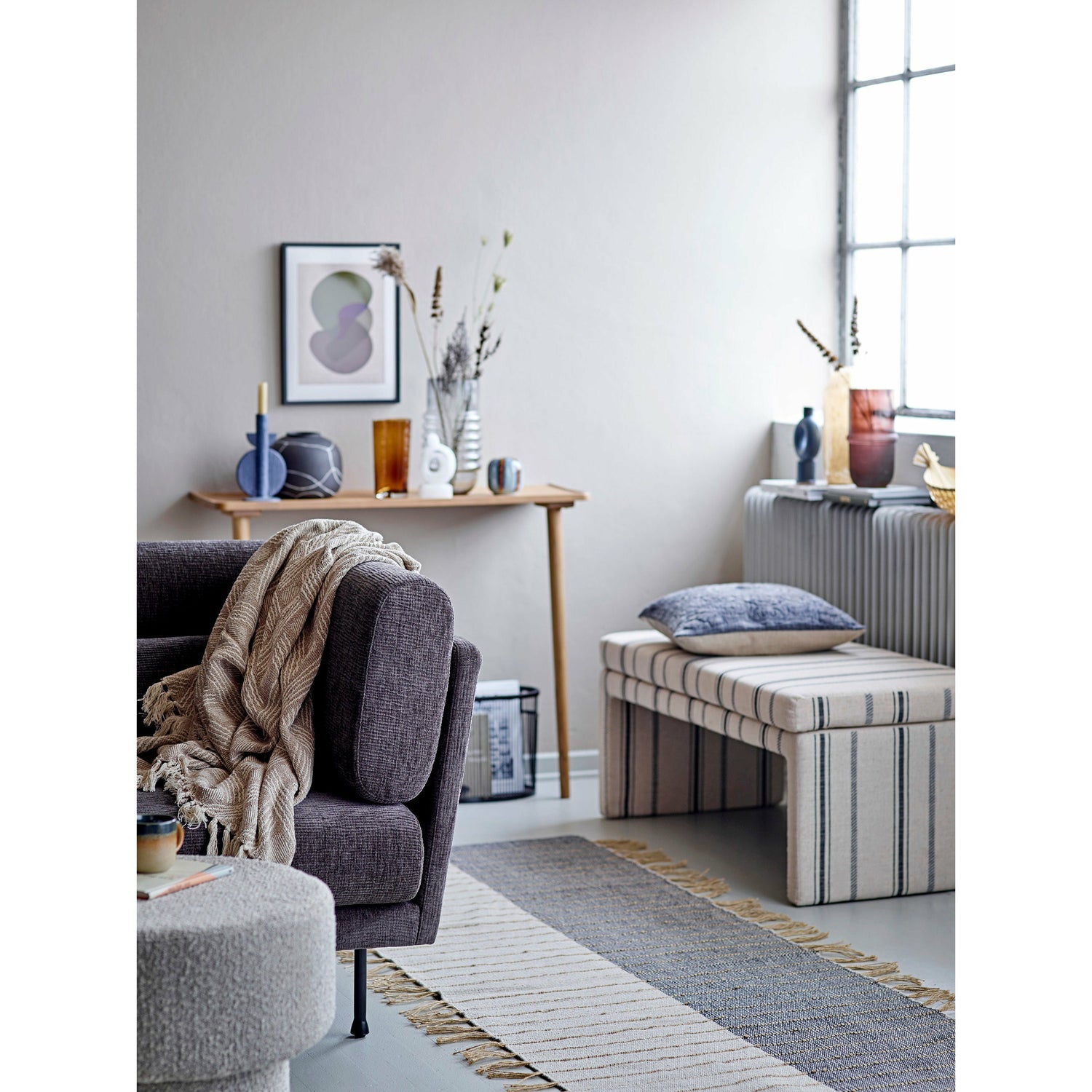 Bloomingville Cai Bænk, Hvid, Polyester - Bloomingville - DesignGaragen.dk