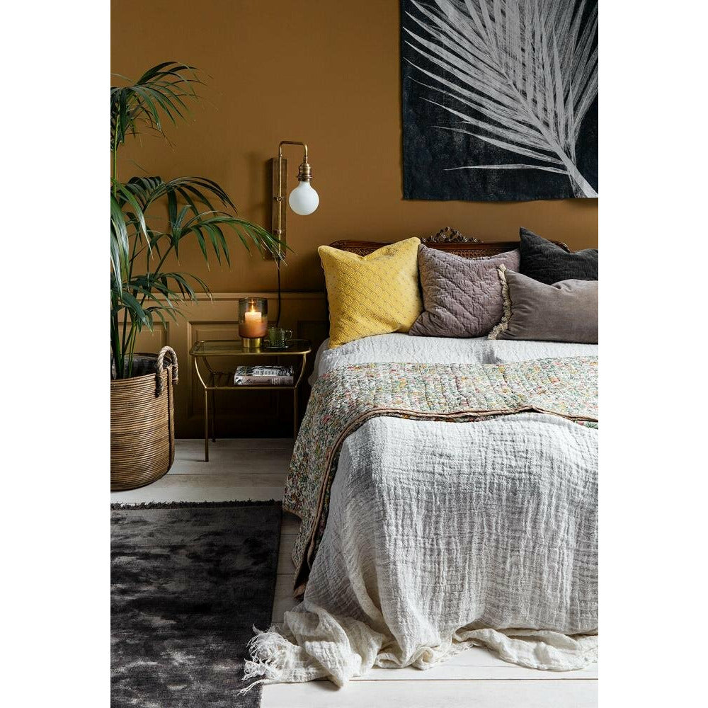 Nordal NOBLE tæppe med frynser - 75x200 - varm grå - Nordal - DesignGaragen.dk