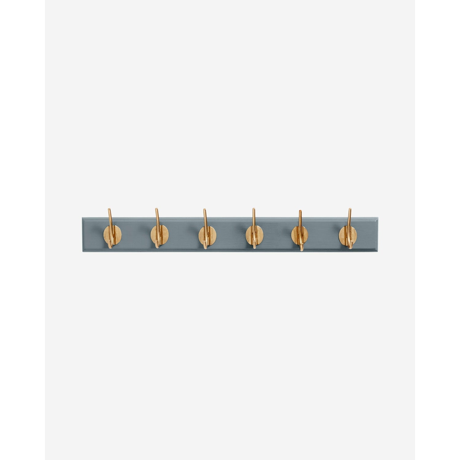 Edgy hooks in wood with 6 brass hooks - 60 cm - gray