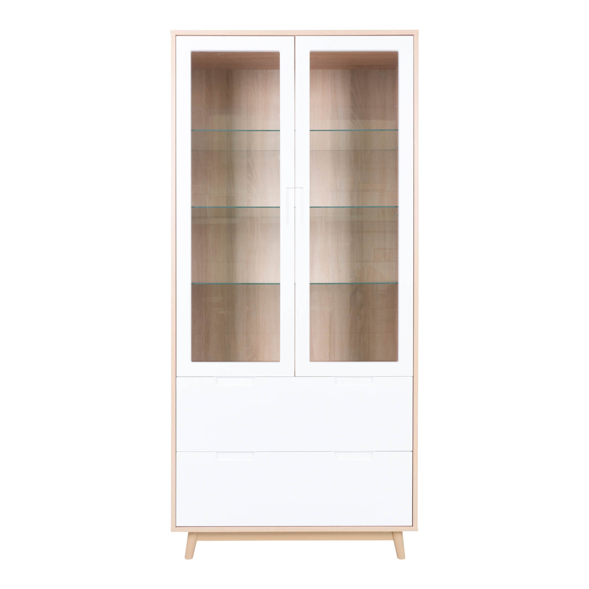 Copenhagen Vitrineskab - Vitrineskab, hvid med natur ben - House Nordic - DesignGaragen.dk