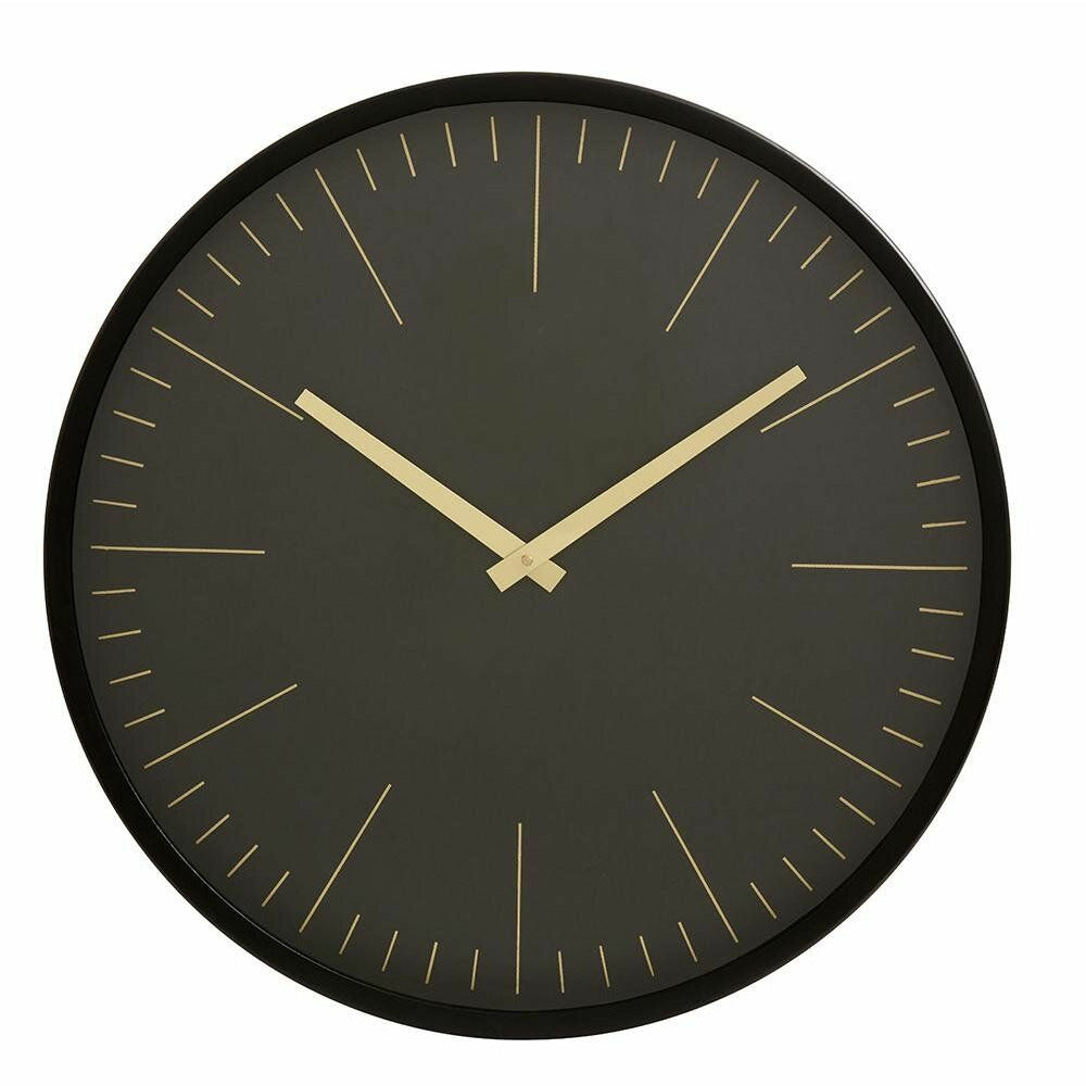 Nordal Onyx wall clock with glass - Ø45 cm - Black/brass
