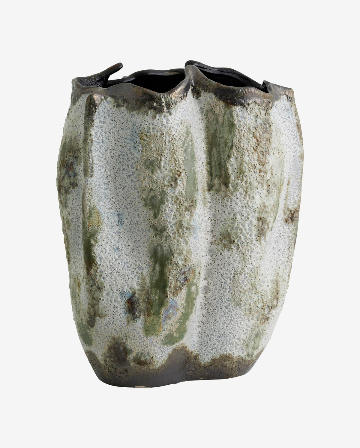 Henry Vase in Ceramics H35 cm - Brown/White/Green