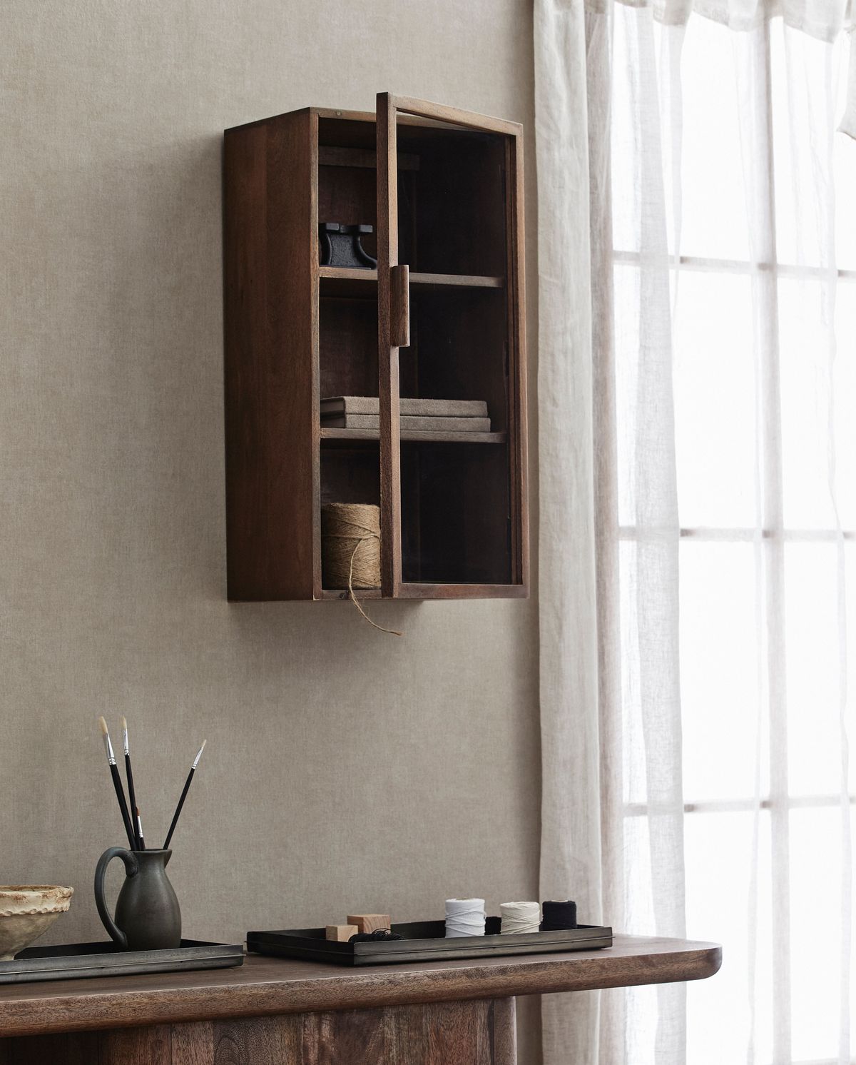 Nango wall cabinet with 1 door - dark brown
