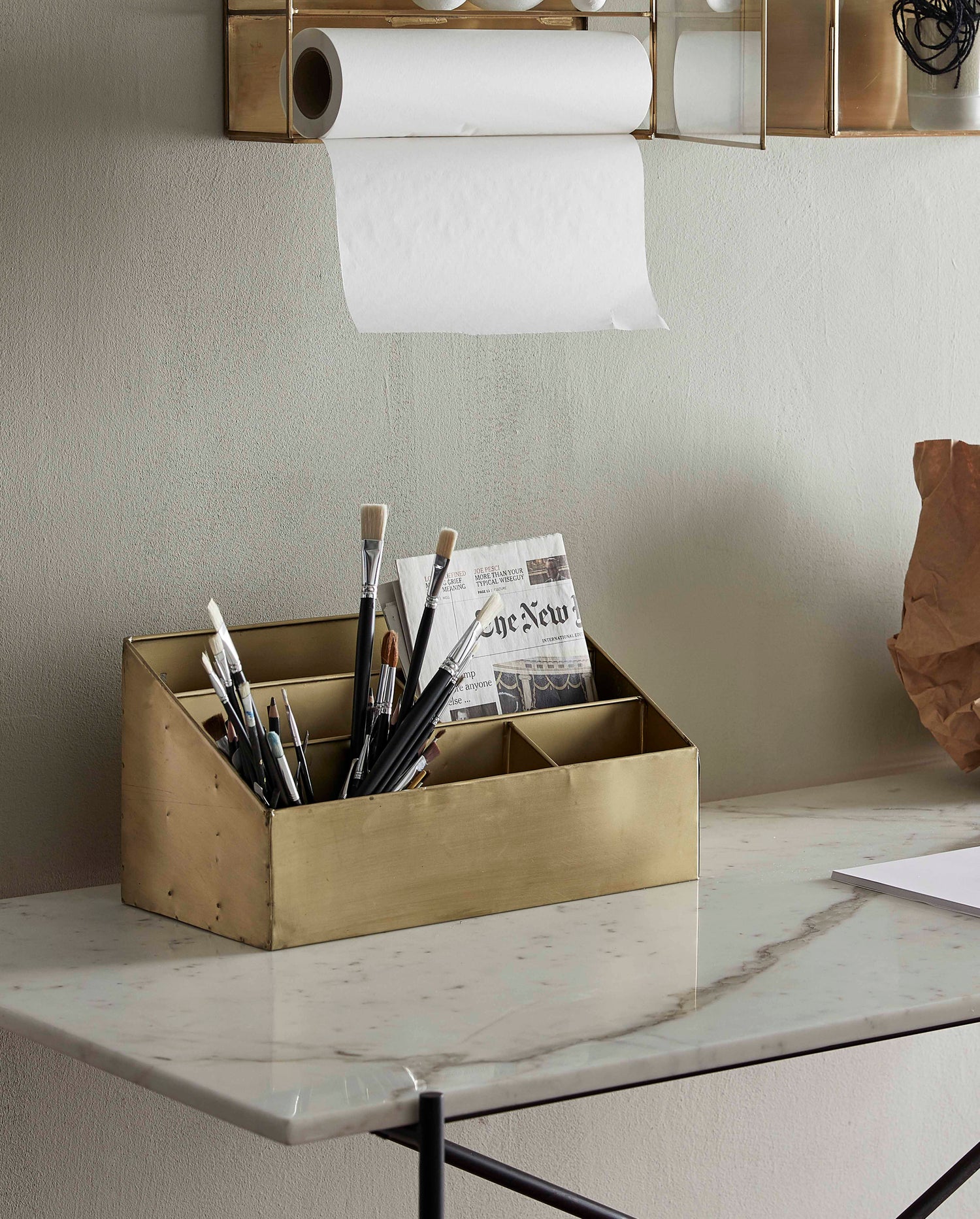 Adasi storage basket in iron. 40x23 cm - gold finish