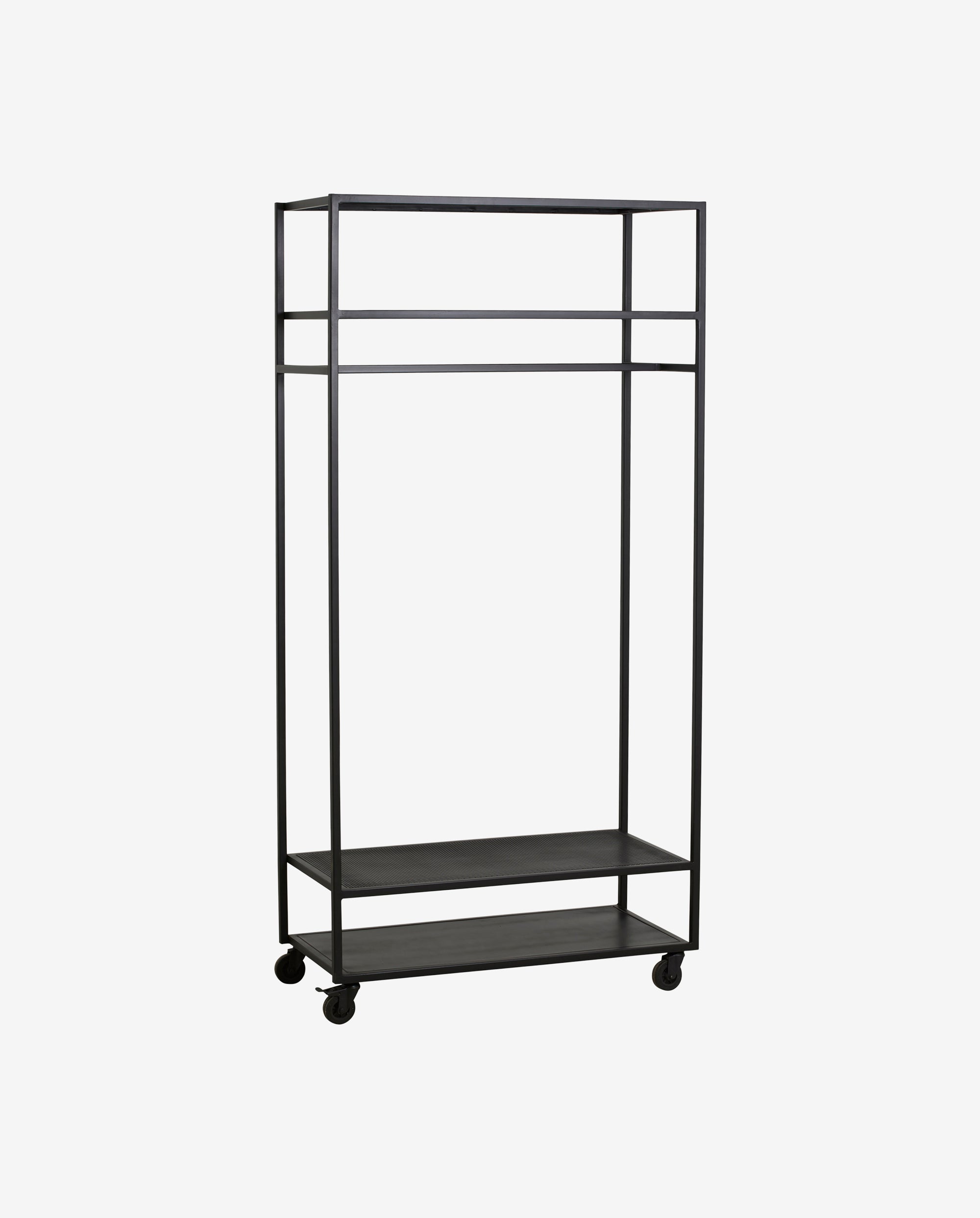 ALTA wardrobe rack in iron with wheels - 190x93 cm - black