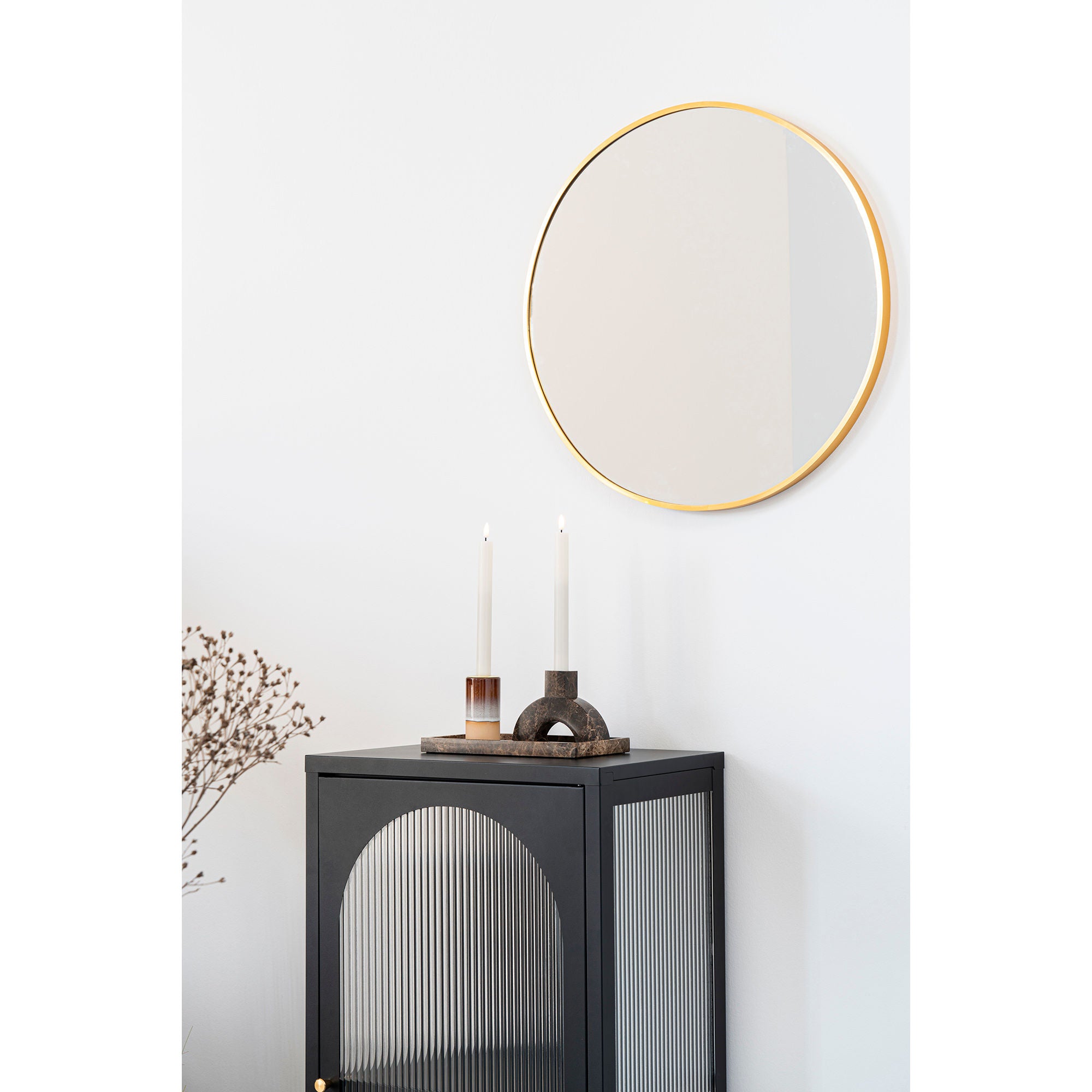 Candlestick - candlestick in marble, brown, 15x3.5x11 cm