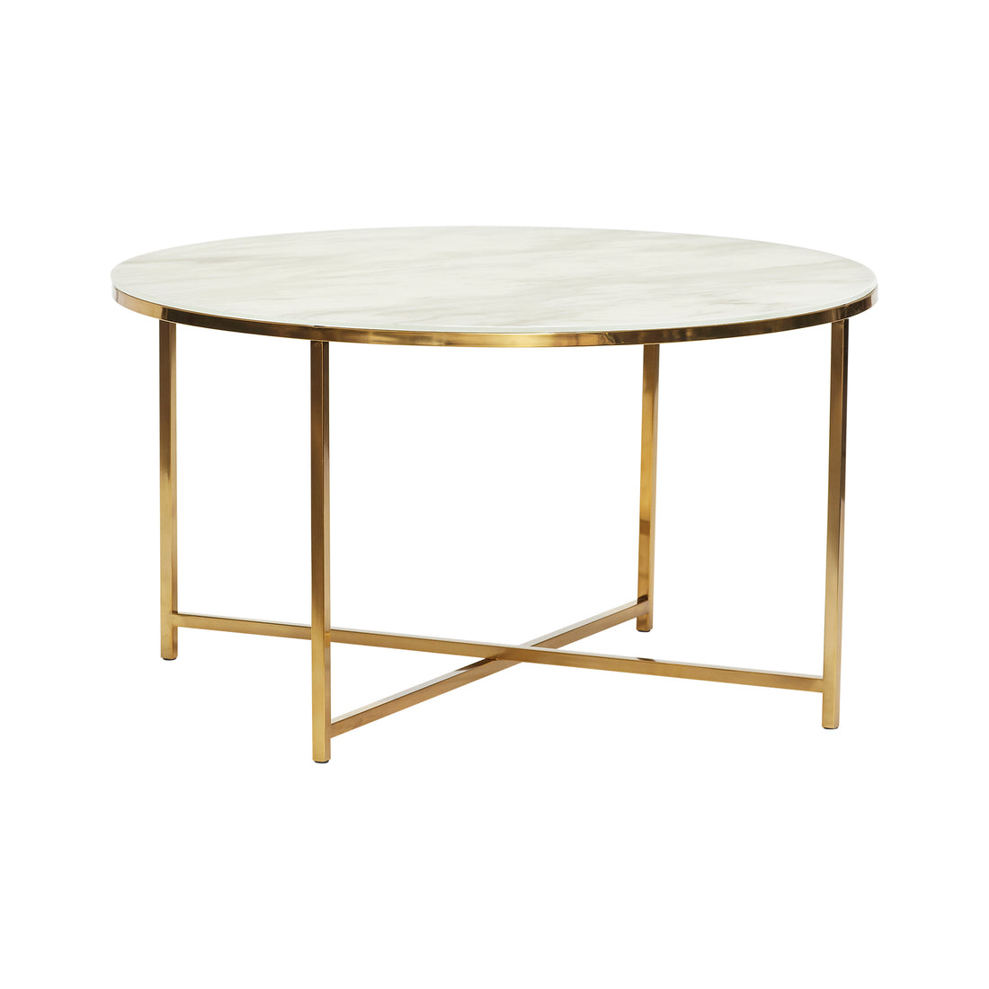 Pond table white/brass color - Ø80XH45CM