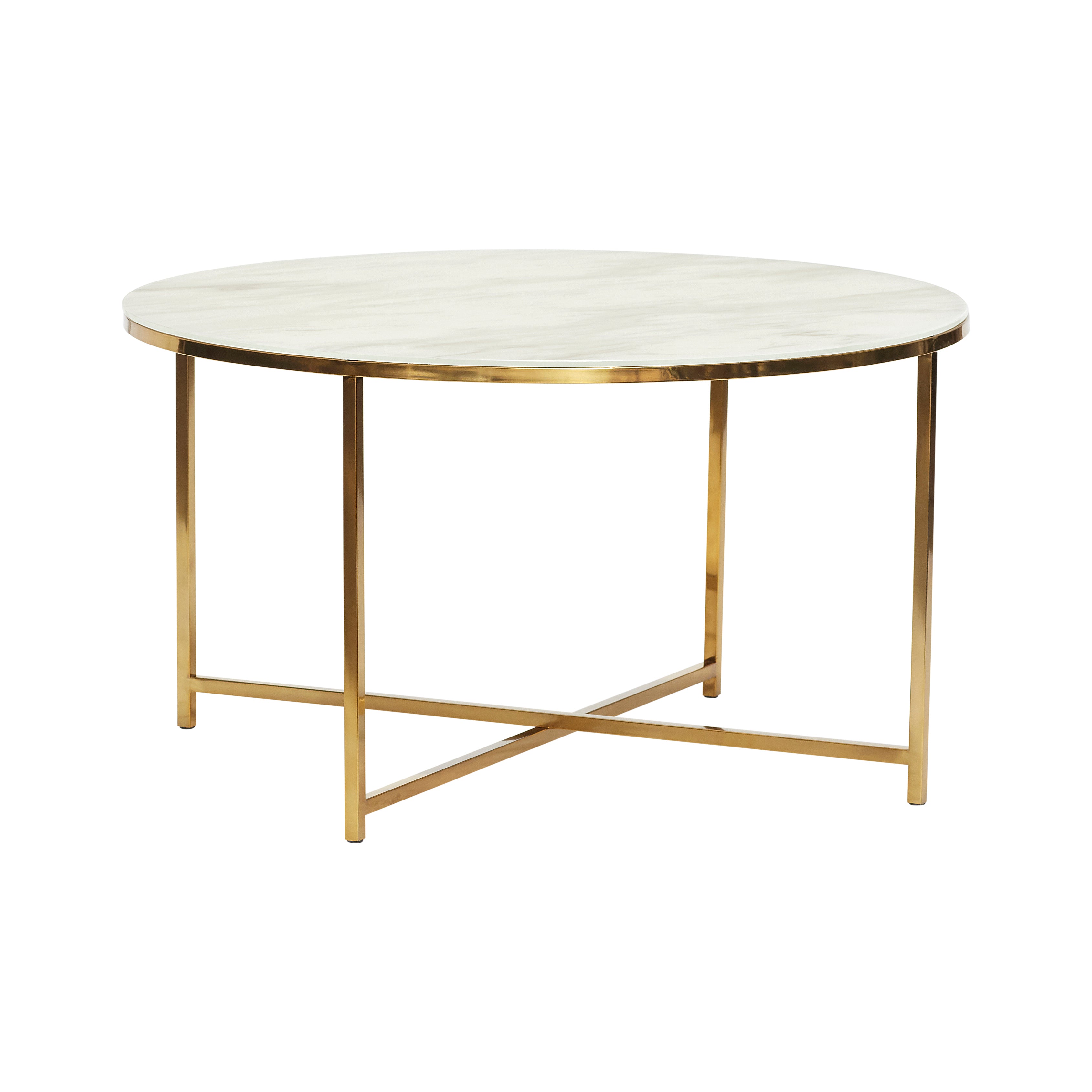 Pond table white/brass color - Ø80XH45CM