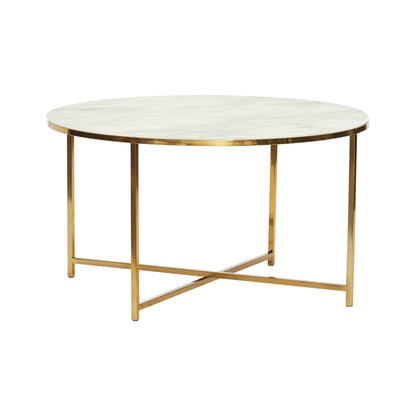 Pond table white/brass color - Ø80XH45CM