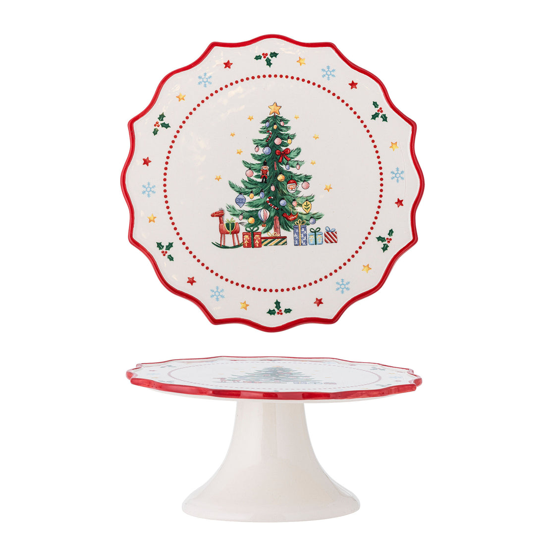 Bloomingville naive cake dish, red, ceramics