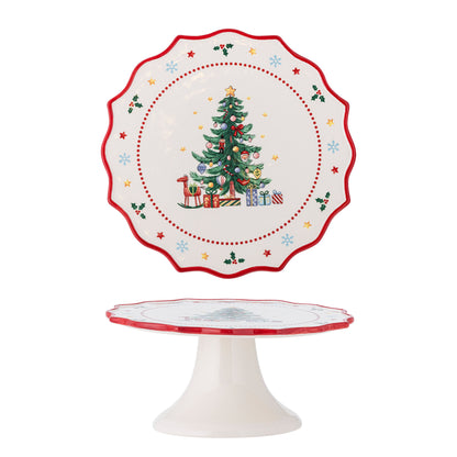 Bloomingville naive cake dish, red, ceramics