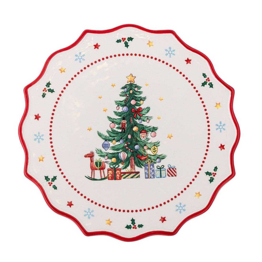 Bloomingville naive cake dish, red, ceramics