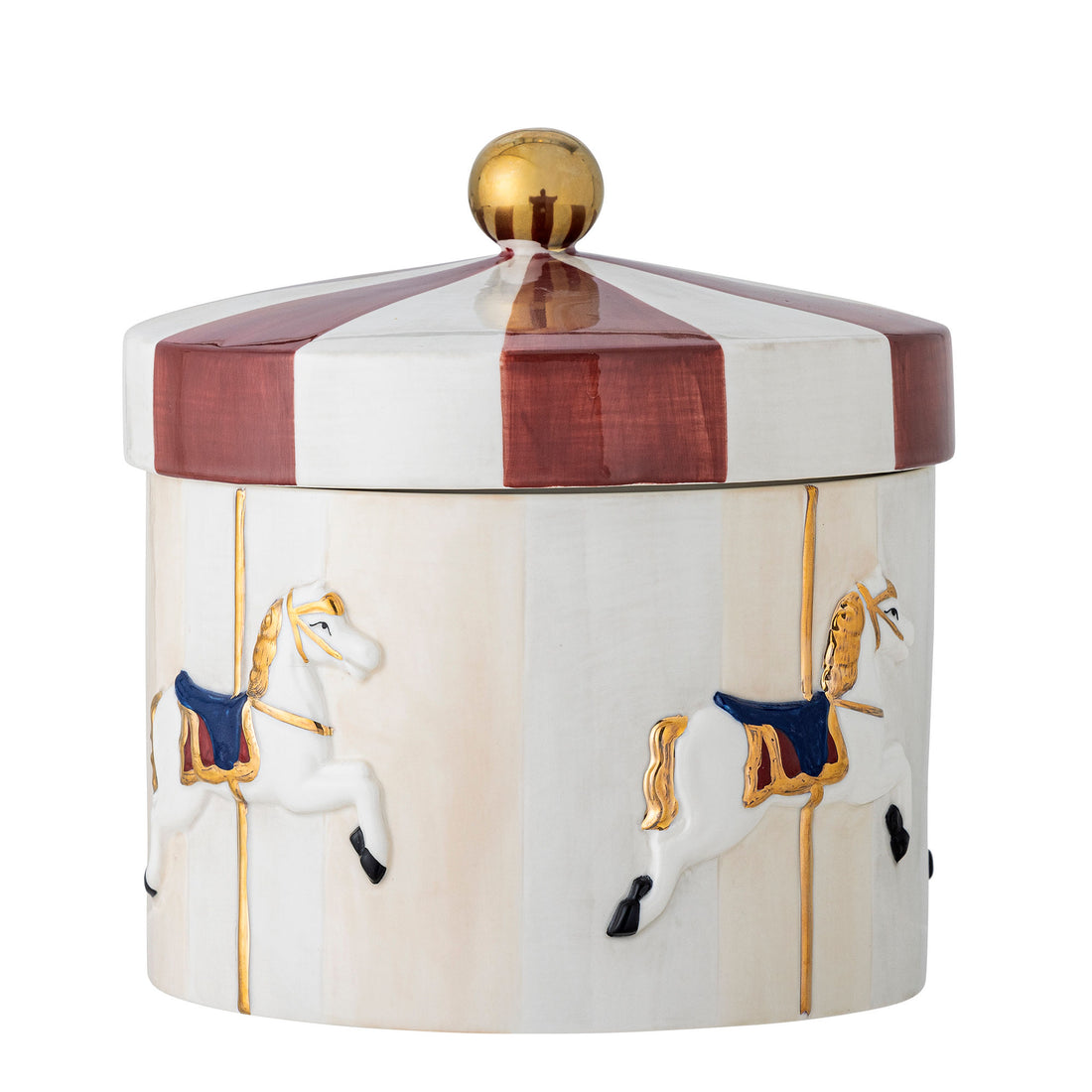 Bloomingville Merry-go-round jar w/lid, red, stoneware