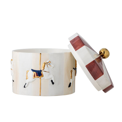 Bloomingville Merry-go-round jar w/lid, red, stoneware